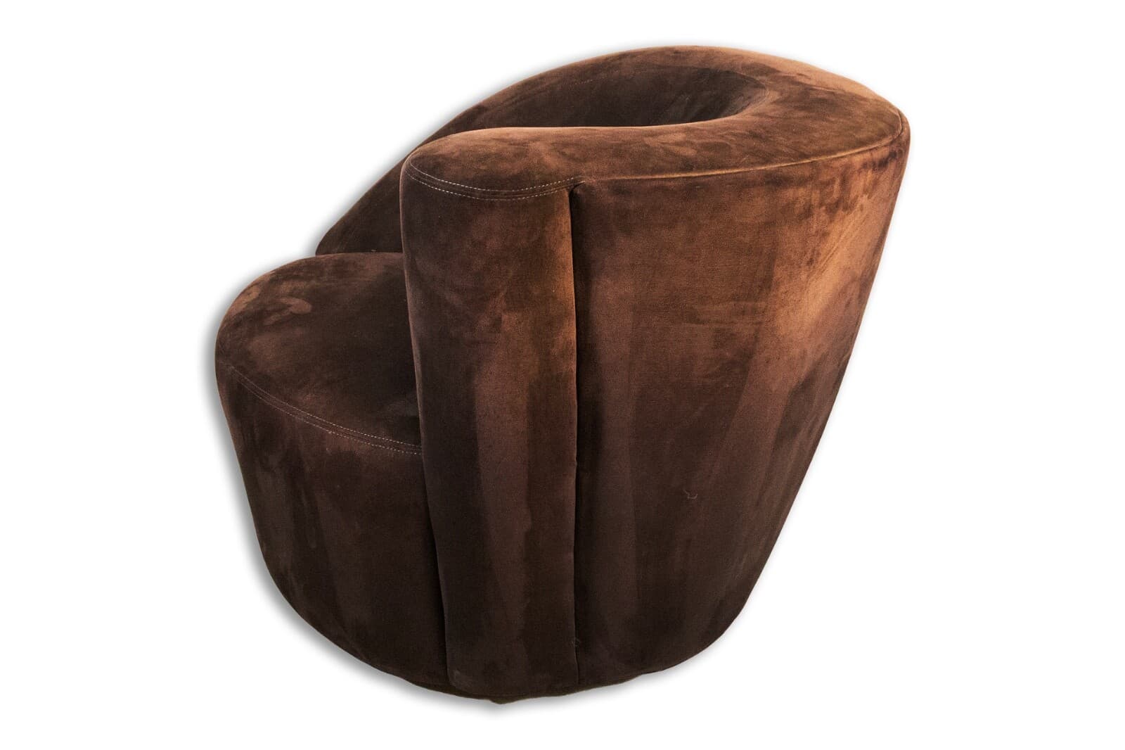 Dark brown Vladimir Kagan Modern Swivel Nautilus Lounge Chair With Ottoman - Thumbnail 4
