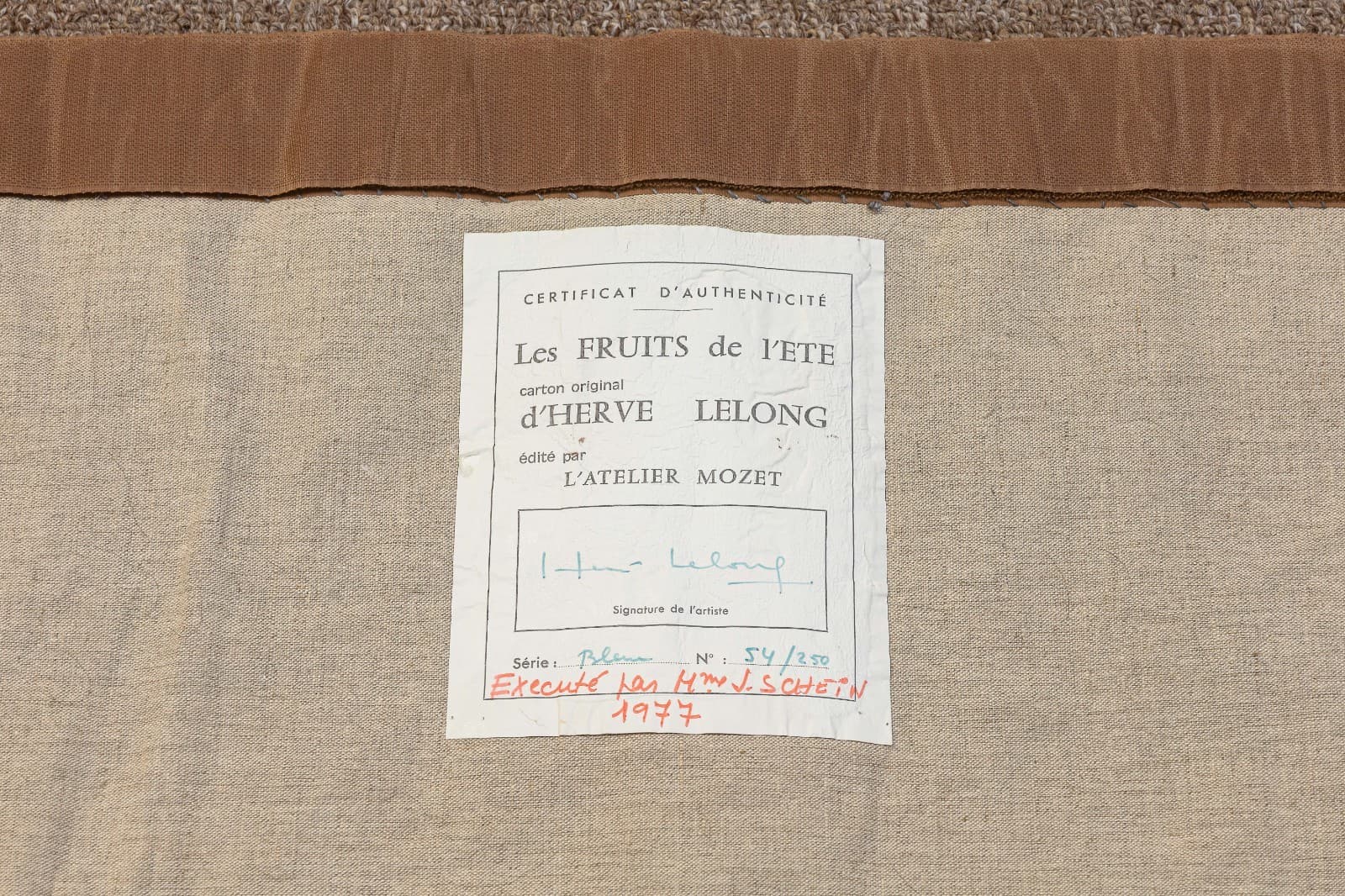 Hervé Lelong (1935–2023) Les Fruits de l’Été 1977 Signed Wool Tapestry 54/250 - Thumbnail 7
