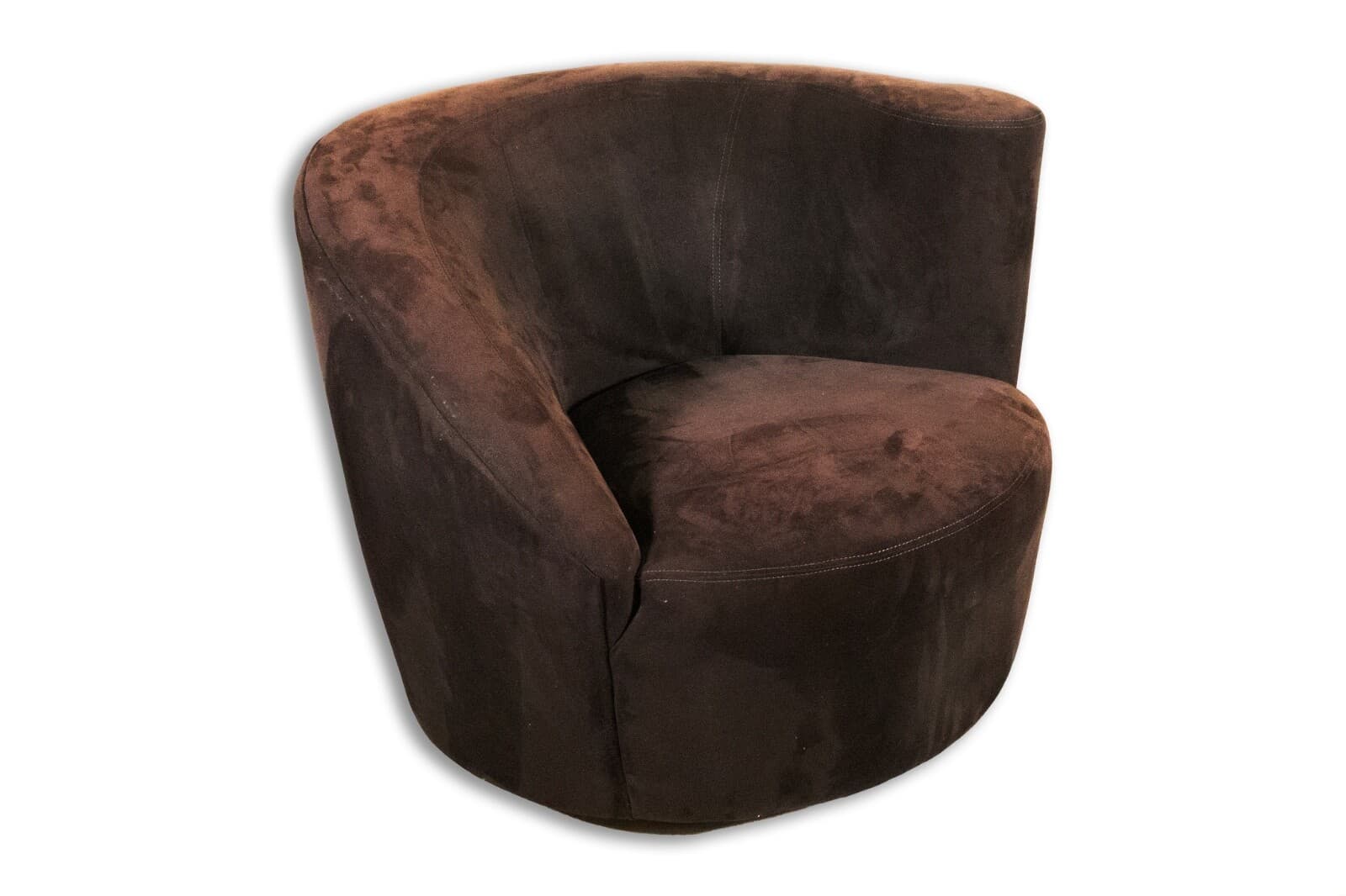 Dark brown Vladimir Kagan Modern Swivel Nautilus Lounge Chair With Ottoman - Thumbnail 2