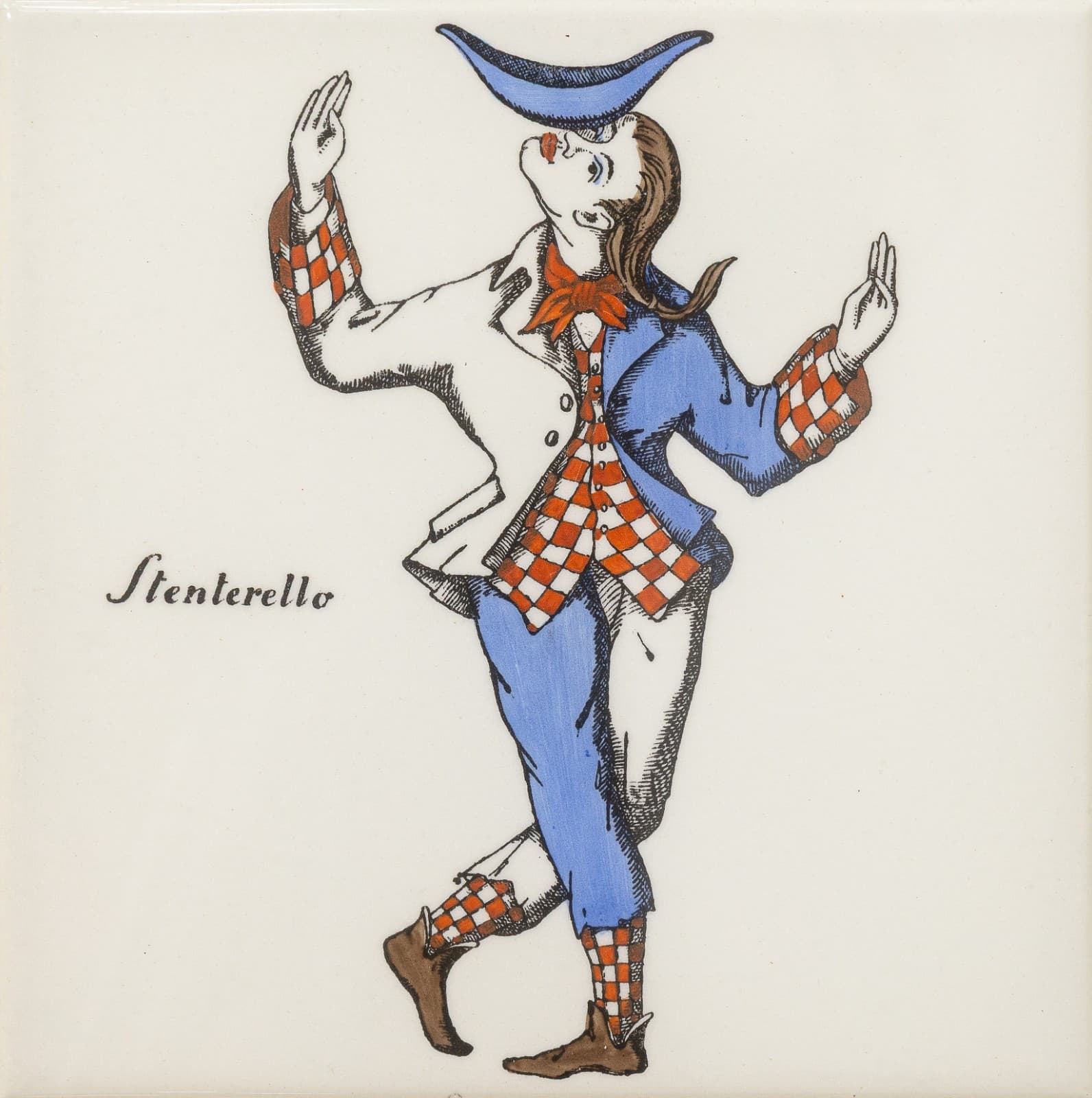 Piero Fornasetti Maschere Italiane Commedia dell’Arte 1950s Ceramic Tiles Framed - Thumbnail 7