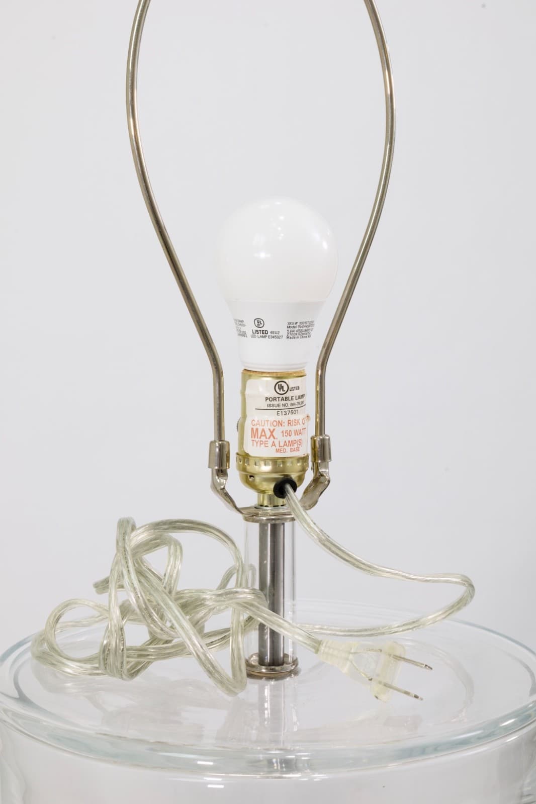 Large Clear Glass Two-Piece Modern Cylinder Table Lamp - Thumbnail 4