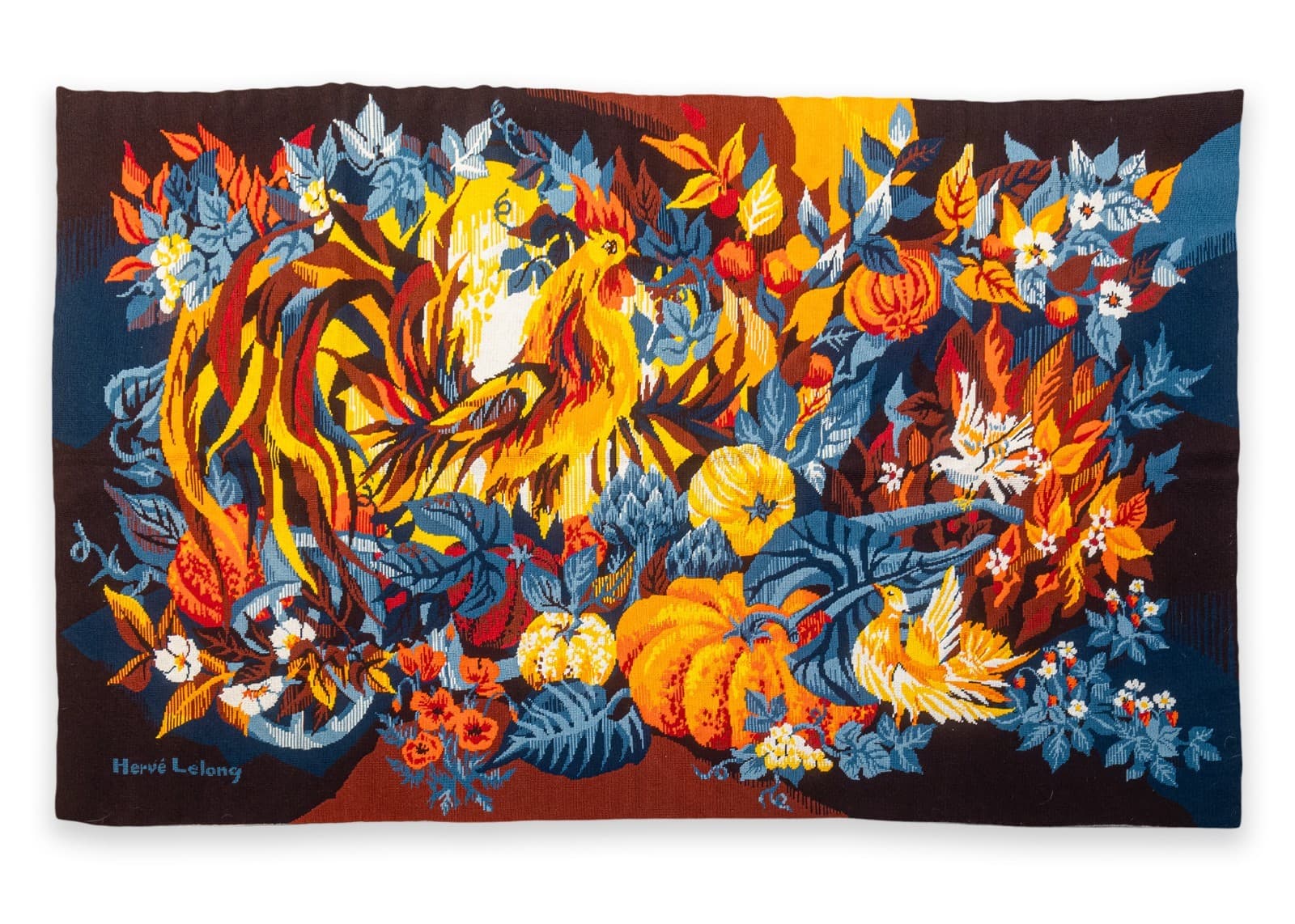 Hervé Lelong (1935–2023) Les Fruits de l’Été 1977 Signed Wool Tapestry 54/250