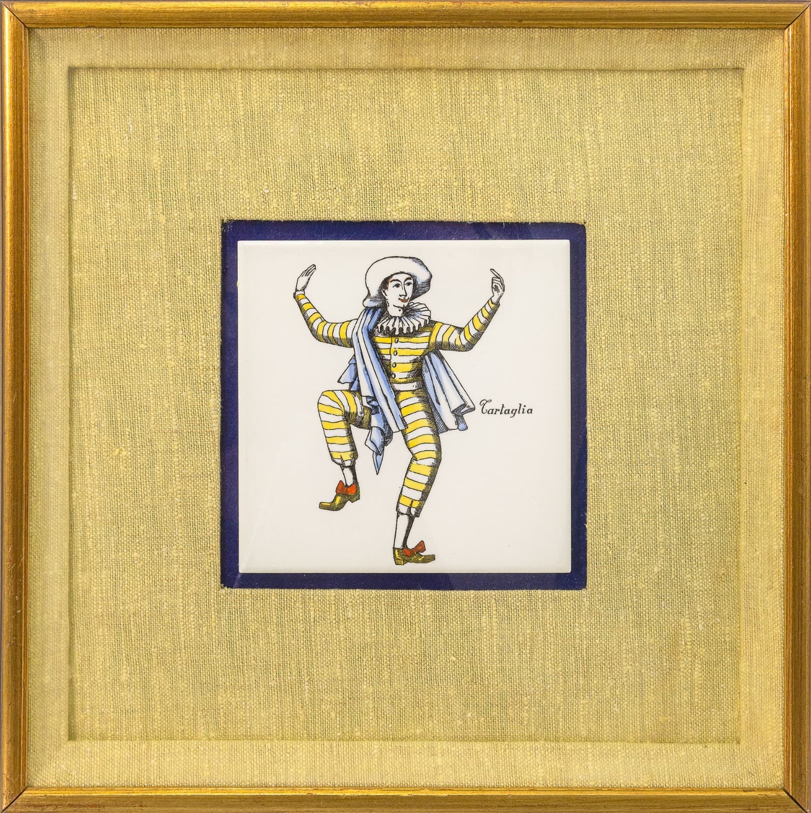 Piero Fornasetti Maschere Italiane Commedia dell’Arte 1950s Ceramic Tiles Framed - Thumbnail 4