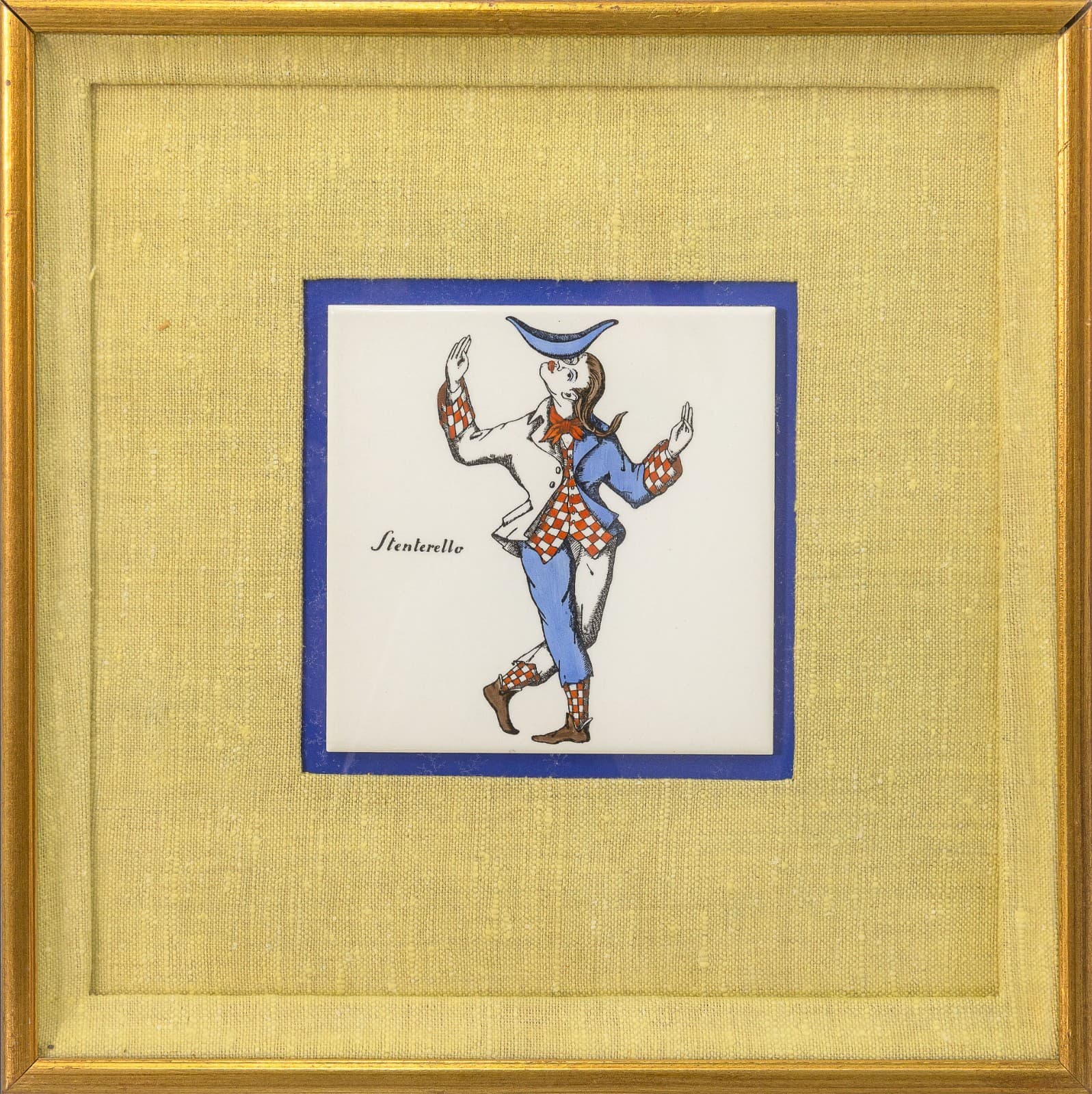 Piero Fornasetti Maschere Italiane Commedia dell’Arte 1950s Ceramic Tiles Framed - Thumbnail 6