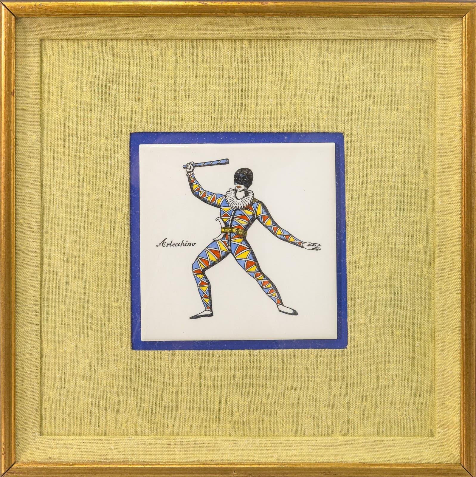 Piero Fornasetti Maschere Italiane Commedia dell’Arte 1950s Ceramic Tiles Framed - Thumbnail 8