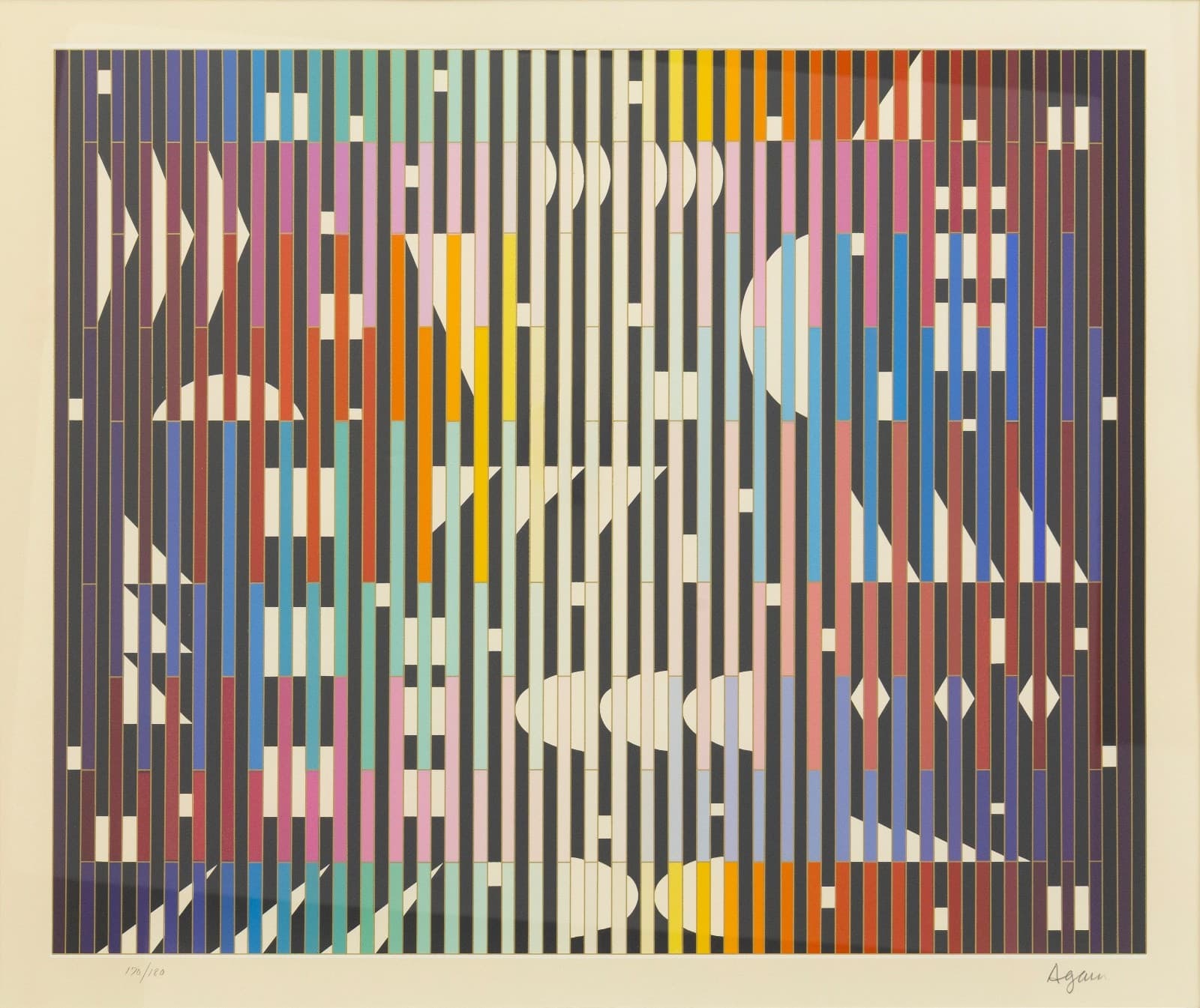 Yaacov Agam Sparkling Night Rainbow 1981 Signed Op Art Serigraph 170/180 Framed - Thumbnail 2