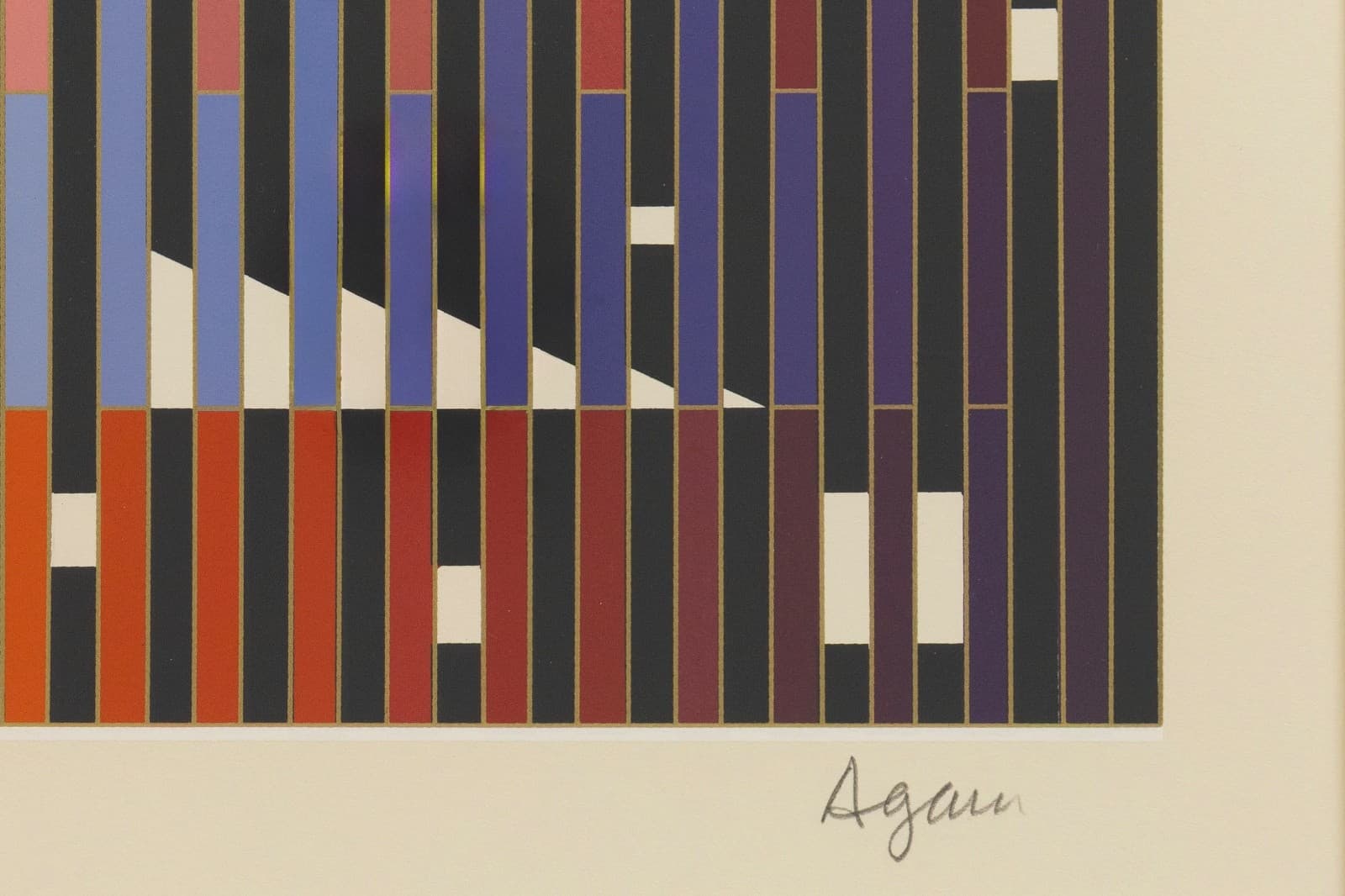 Yaacov Agam Sparkling Night Rainbow 1981 Signed Op Art Serigraph 170/180 Framed - Thumbnail 5