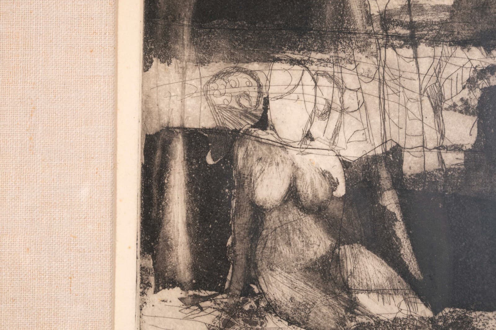 Sydney Glumb Taylor Ladies in Wait Signed Modern Figurative Etching 1/6 Framed - Thumbnail 3