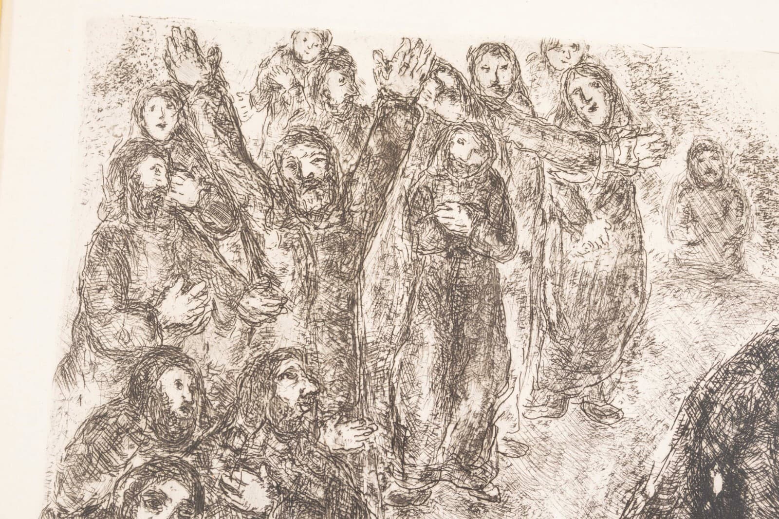 Marc Chagall Joshua Reads the Words of the Law The Bible Series Etching Framed - Thumbnail 4