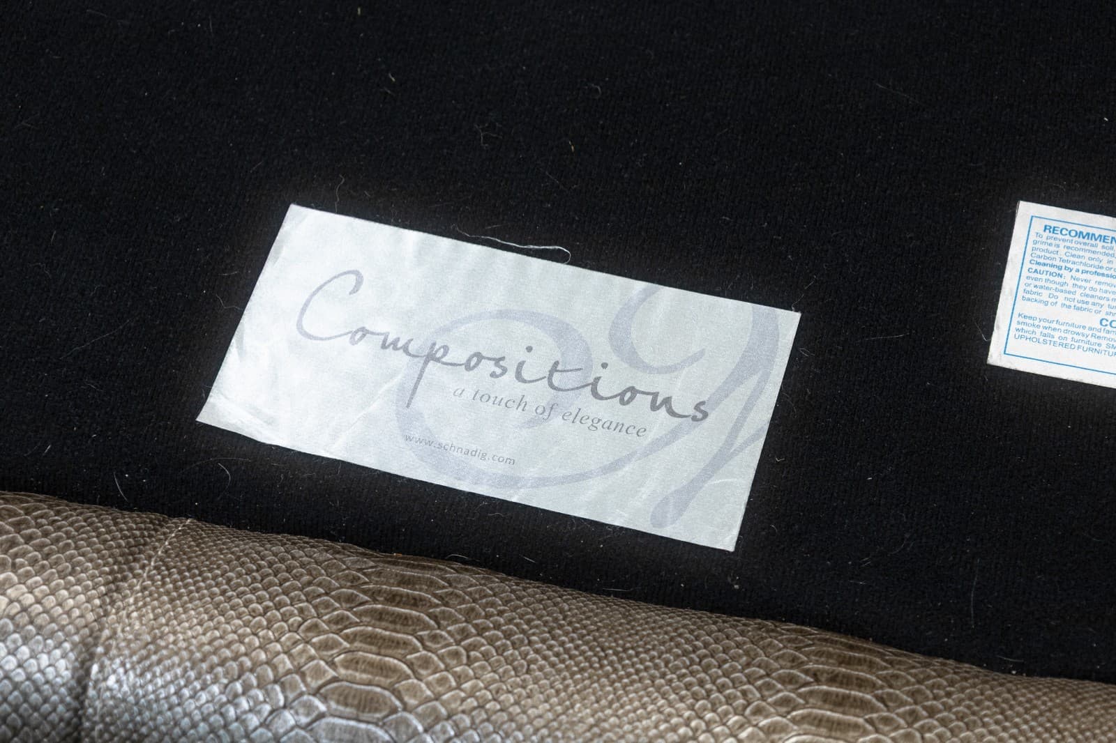 Custom Made Schnadig Furniture Faux Snake Skin & Dark Champagne Velvet Sofa - Thumbnail 8