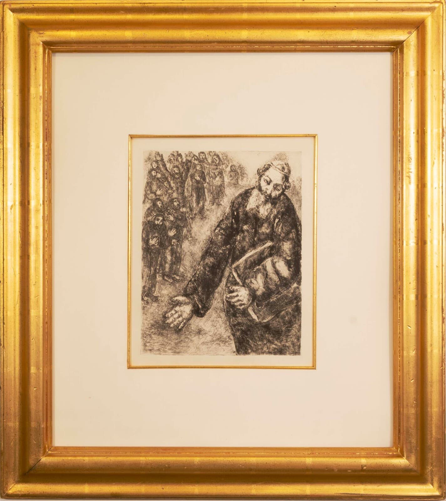 Marc Chagall Joshua Reads the Words of the Law The Bible Series Etching Framed - Thumbnail 2
