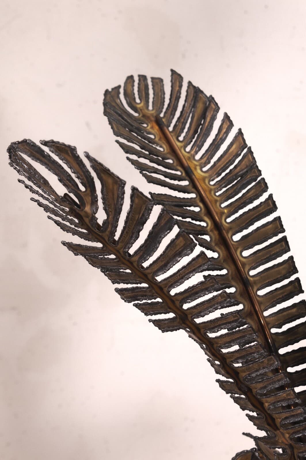 Curtis Jere Brass and Agate Palm Leaf Brutalist Mid Century Table Sculpture - Thumbnail 6