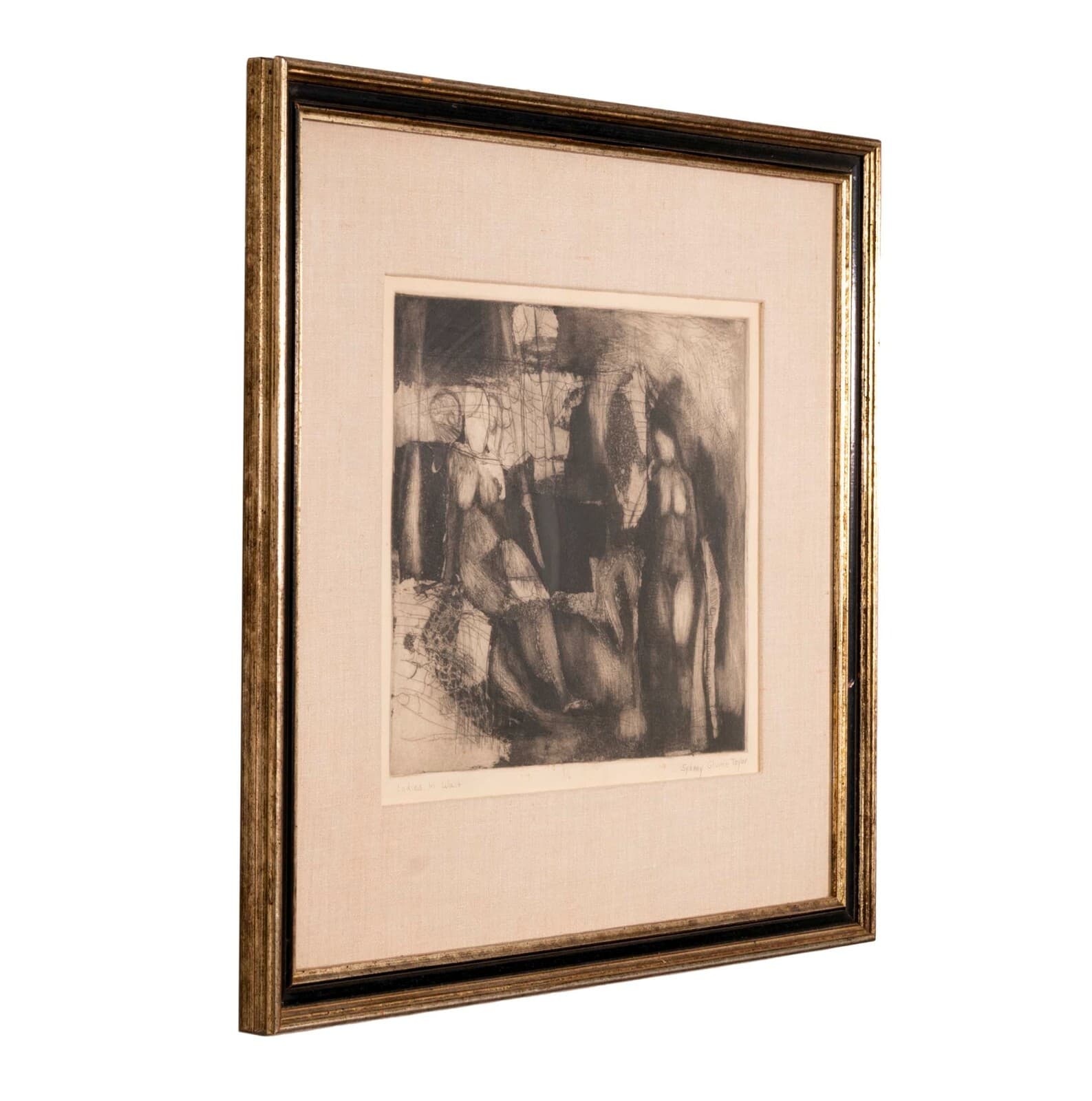 Sydney Glumb Taylor Ladies in Wait Signed Modern Figurative Etching 1/6 Framed - Thumbnail 10