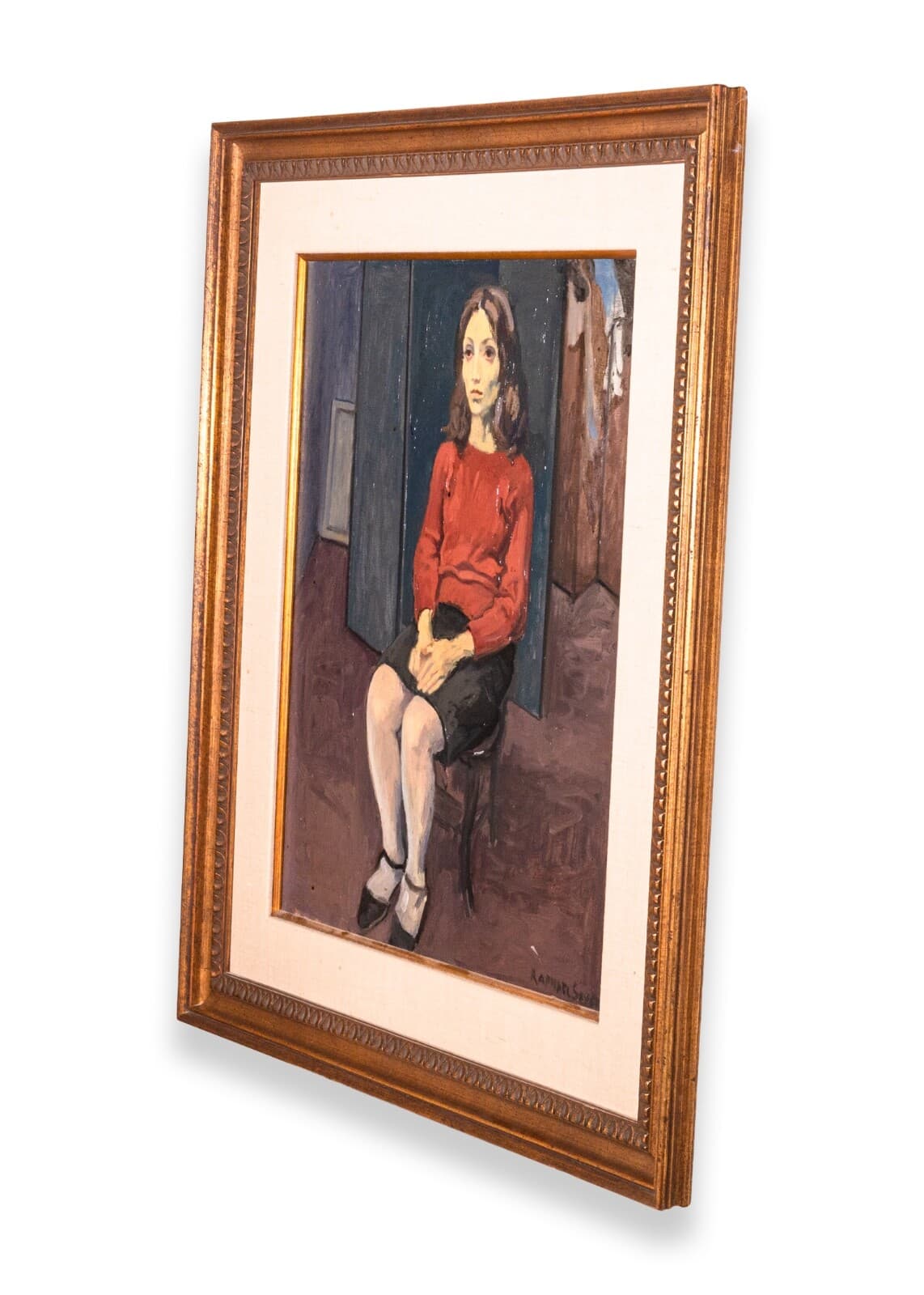 Raphael Soyer Seated Girl Signed Vintage Modern Figurative Original Oil Painting - Thumbnail 11