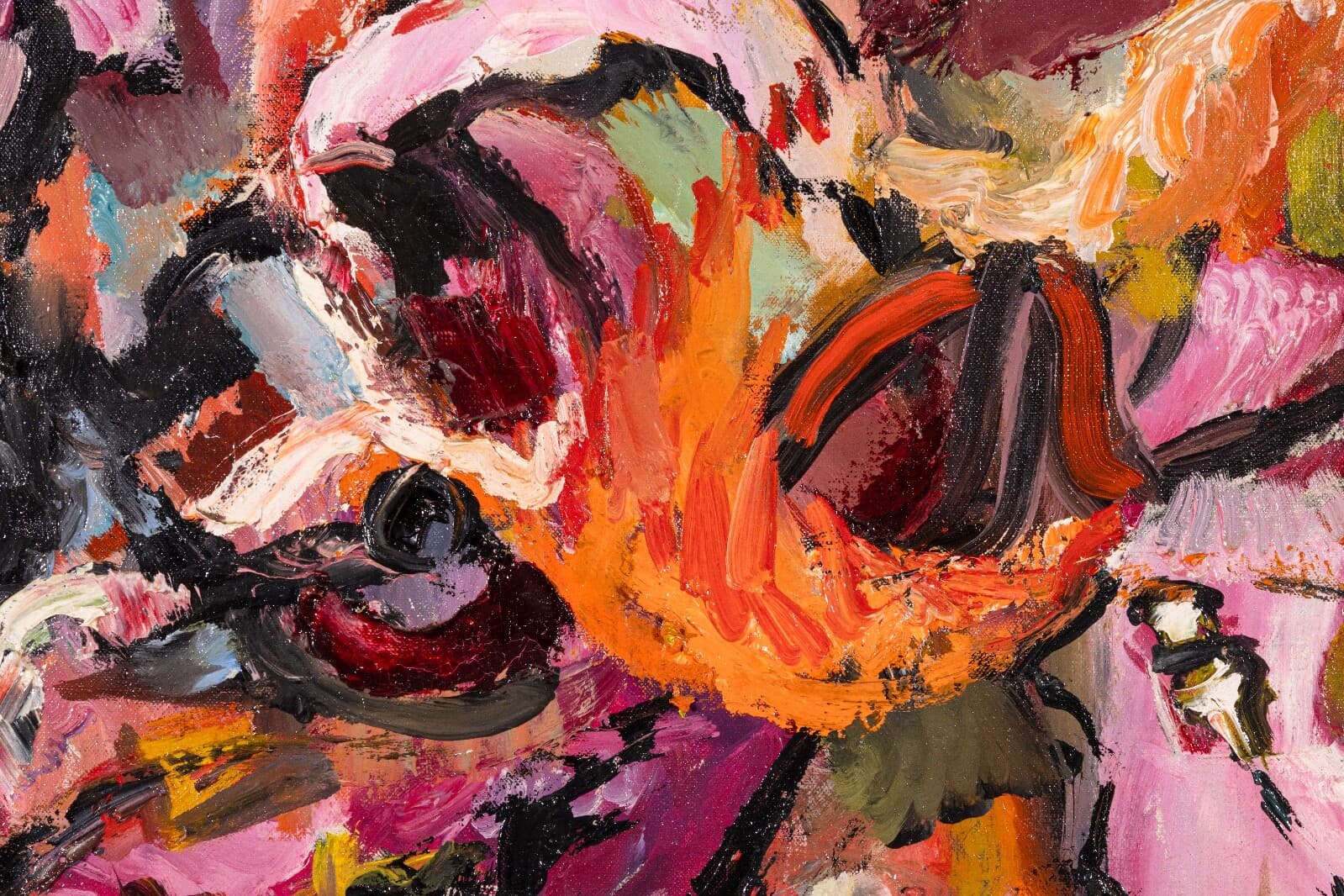 Philip Evergood Orchids in my Studio Signed Modern Expressive Oil Painting - Thumbnail 7