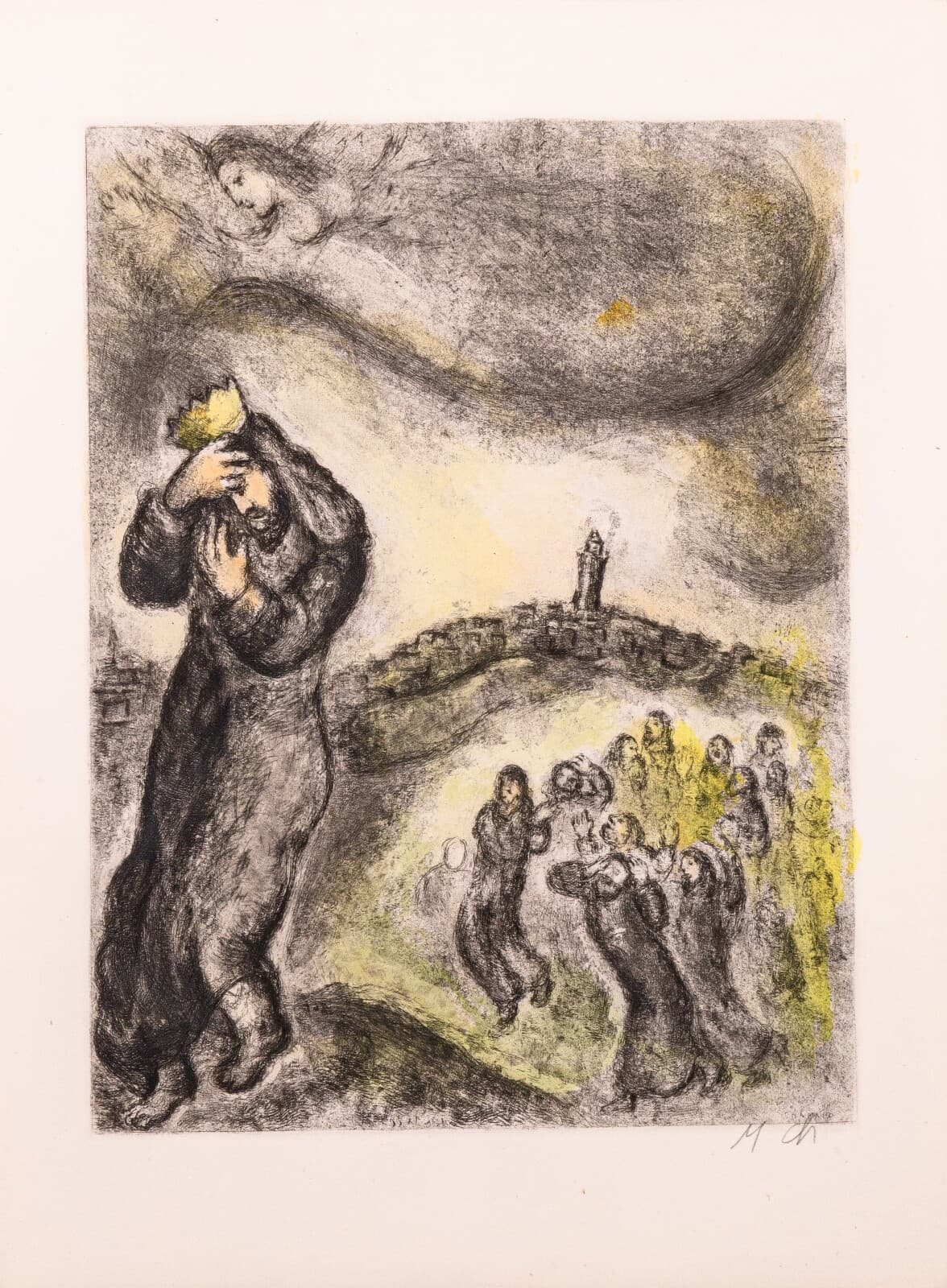 Marc Chagall David Montant La Colline des Oliviers (pl. 71) Signed Etching - Thumbnail 2