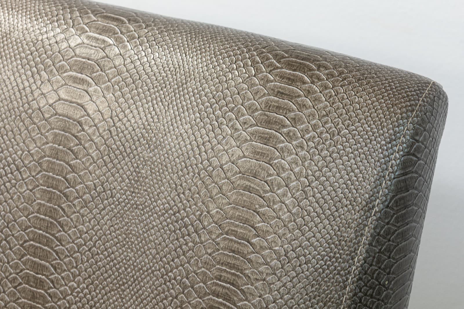 Custom Made Schnadig Furniture Faux Snake Skin & Dark Champagne Velvet Sofa - Thumbnail 4