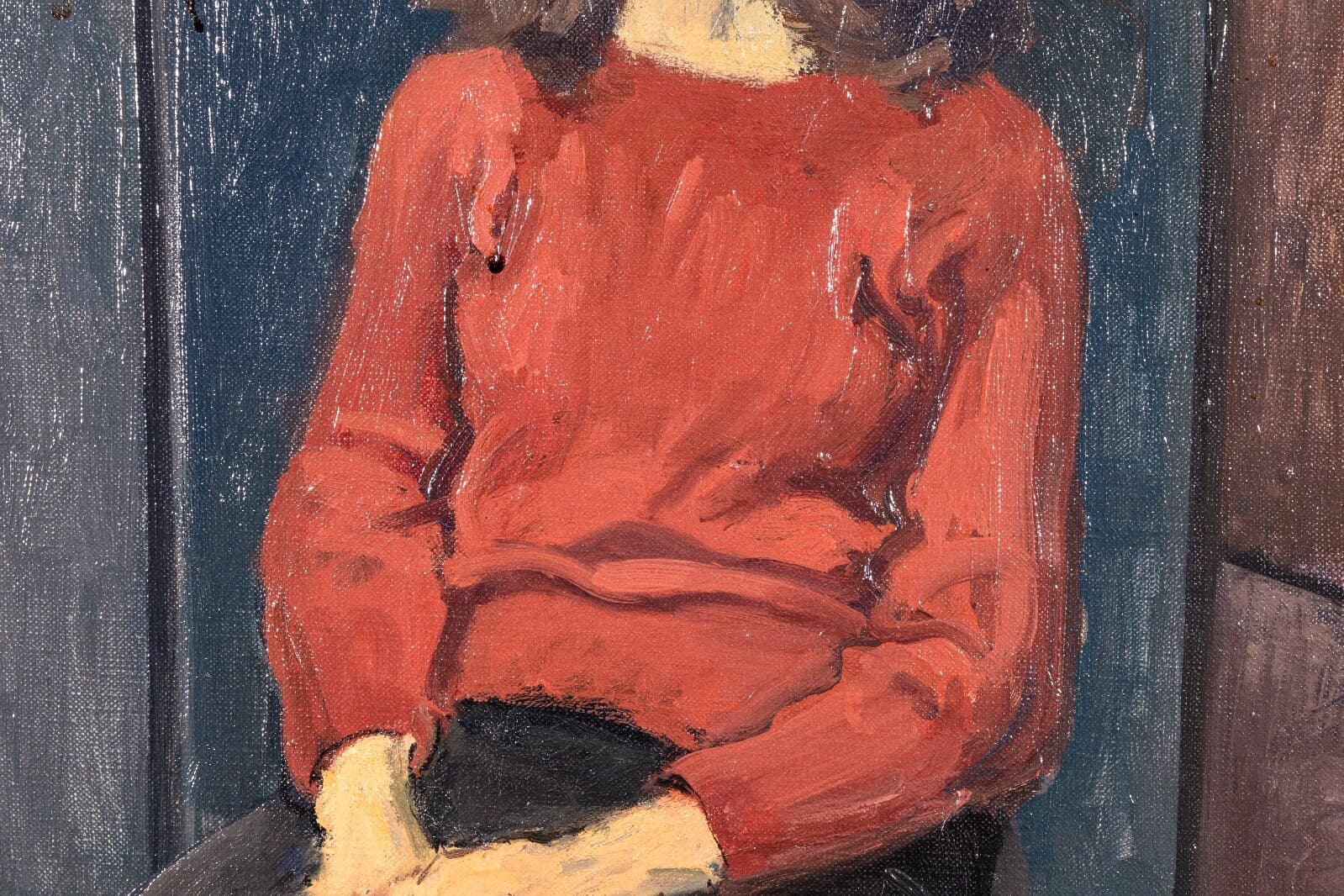 Raphael Soyer Seated Girl Signed Vintage Modern Figurative Original Oil Painting - Thumbnail 6