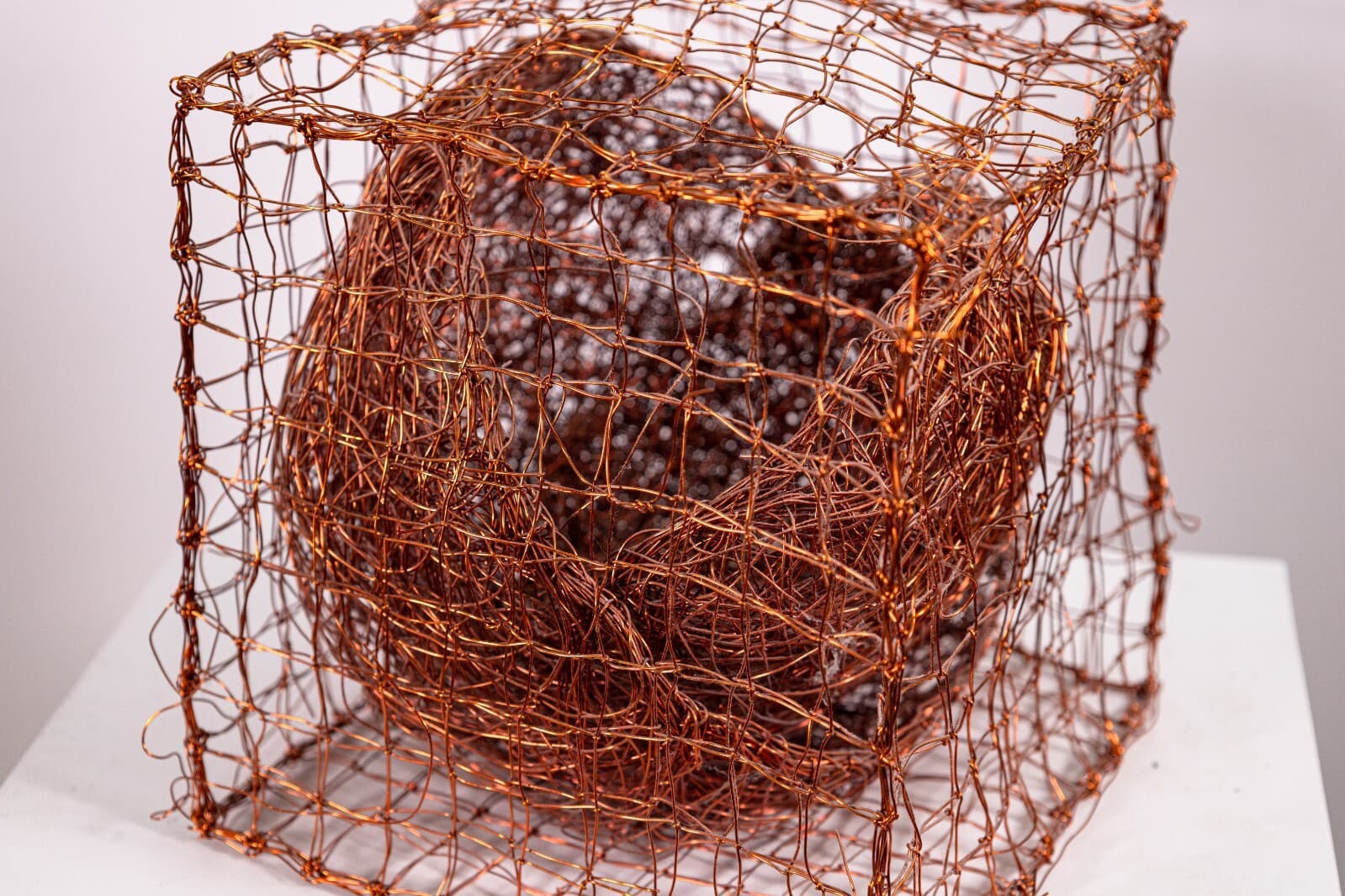 Nancy Koenigsberg Modernist Contemporary Copper Cube and Ball Sculpture 1990s - Thumbnail 4