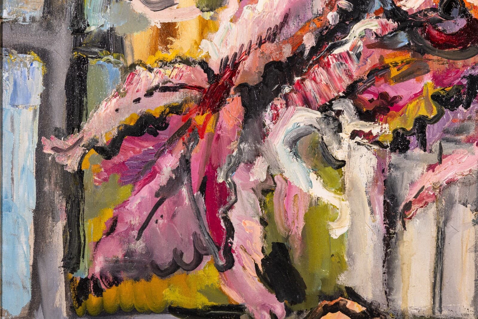 Philip Evergood Orchids in my Studio Signed Modern Expressive Oil Painting - Thumbnail 6