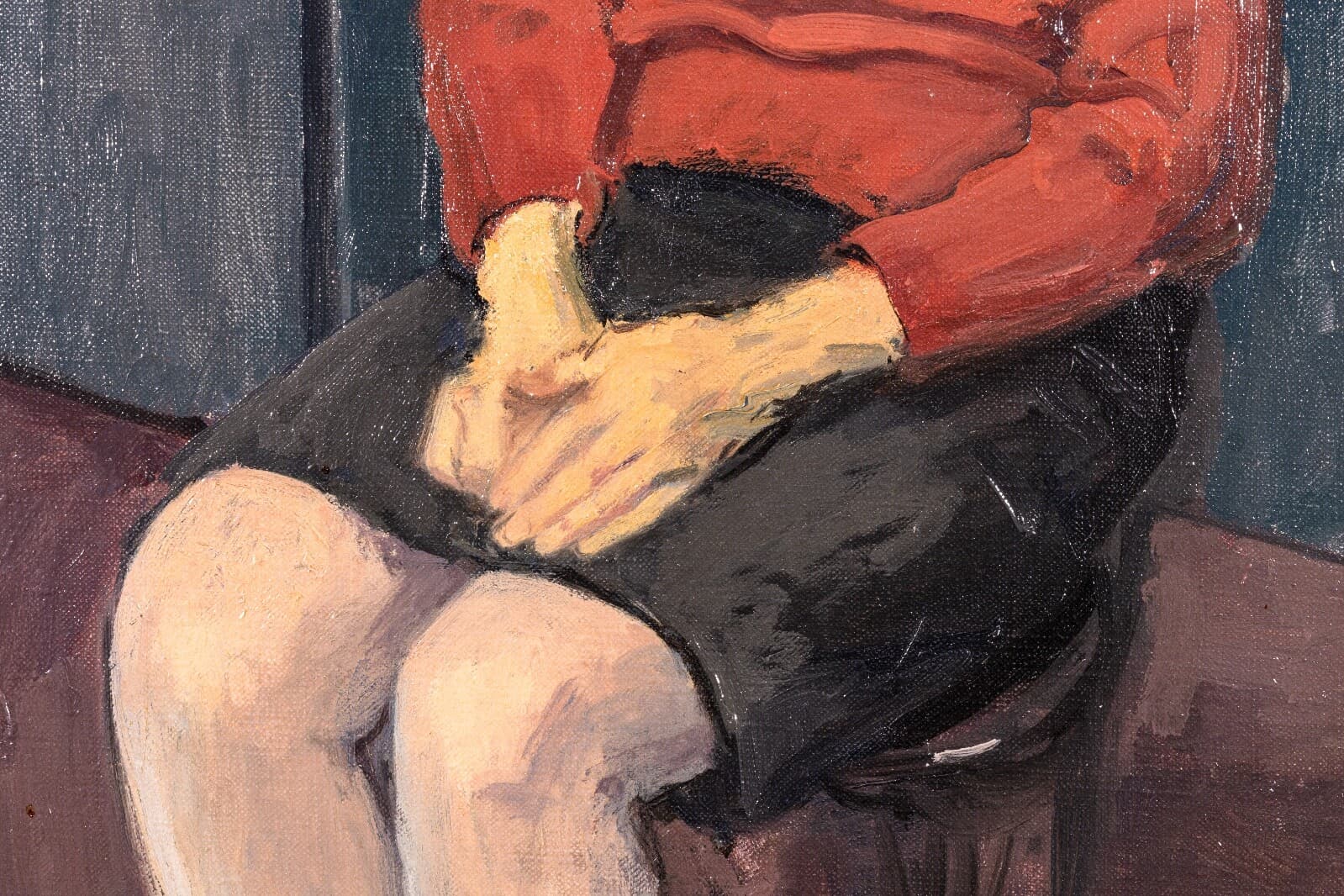 Raphael Soyer Seated Girl Signed Vintage Modern Figurative Original Oil Painting - Thumbnail 5