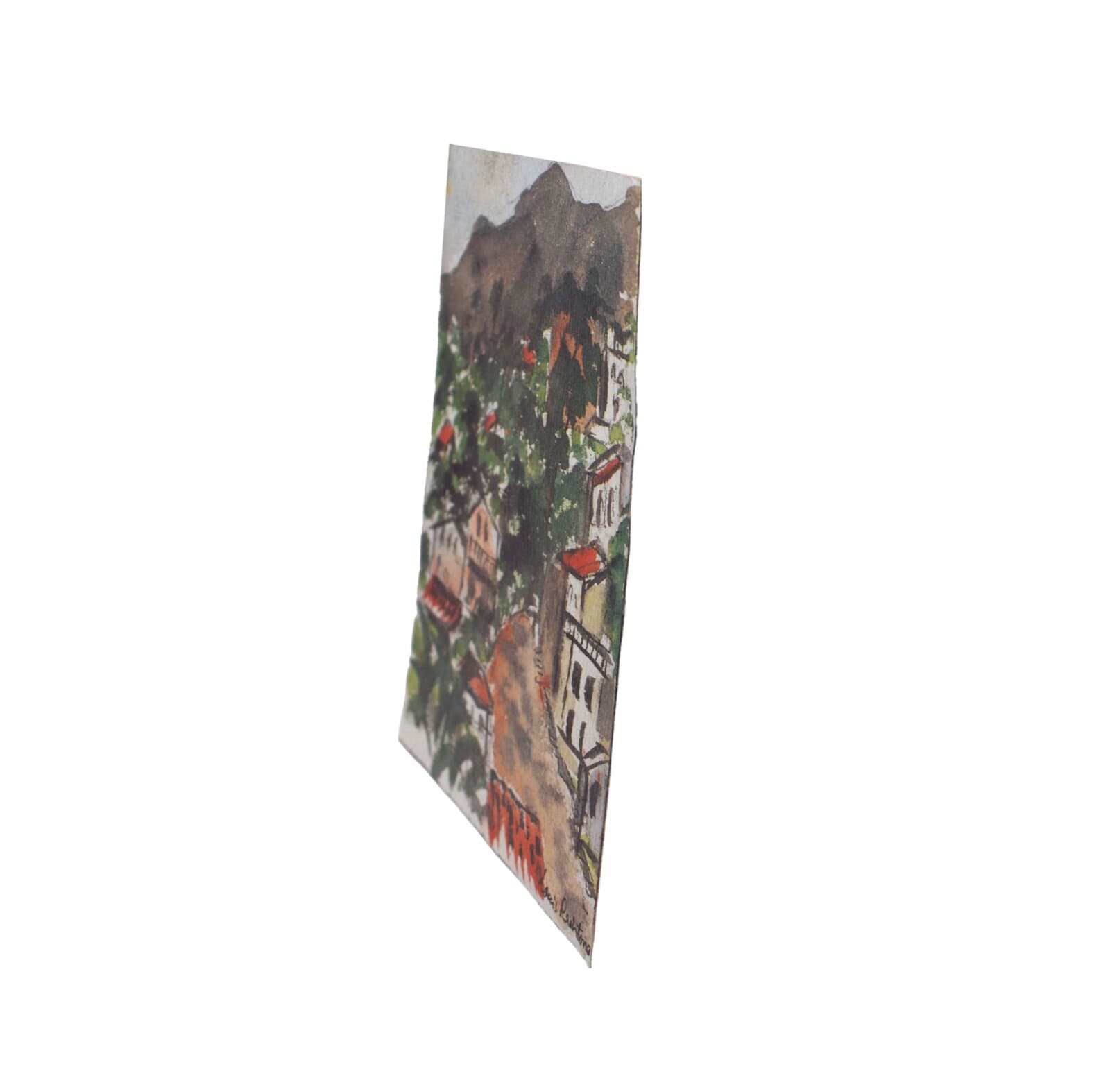Louis Redstone Signed European Mountain Village Landscape Vintage Watercolor - Thumbnail 3