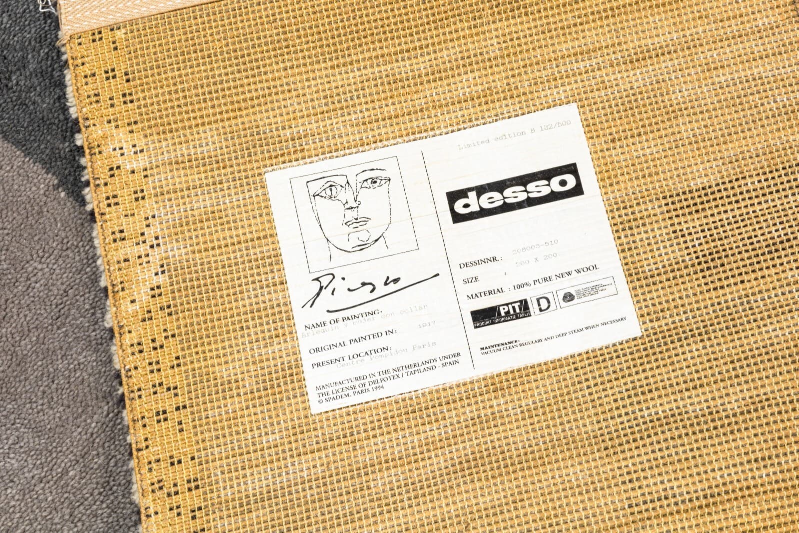Pablo Picasso Harlequin & Woman Modern Wool Rug Carpet Tapestry 132/500 by Desso - Thumbnail 8