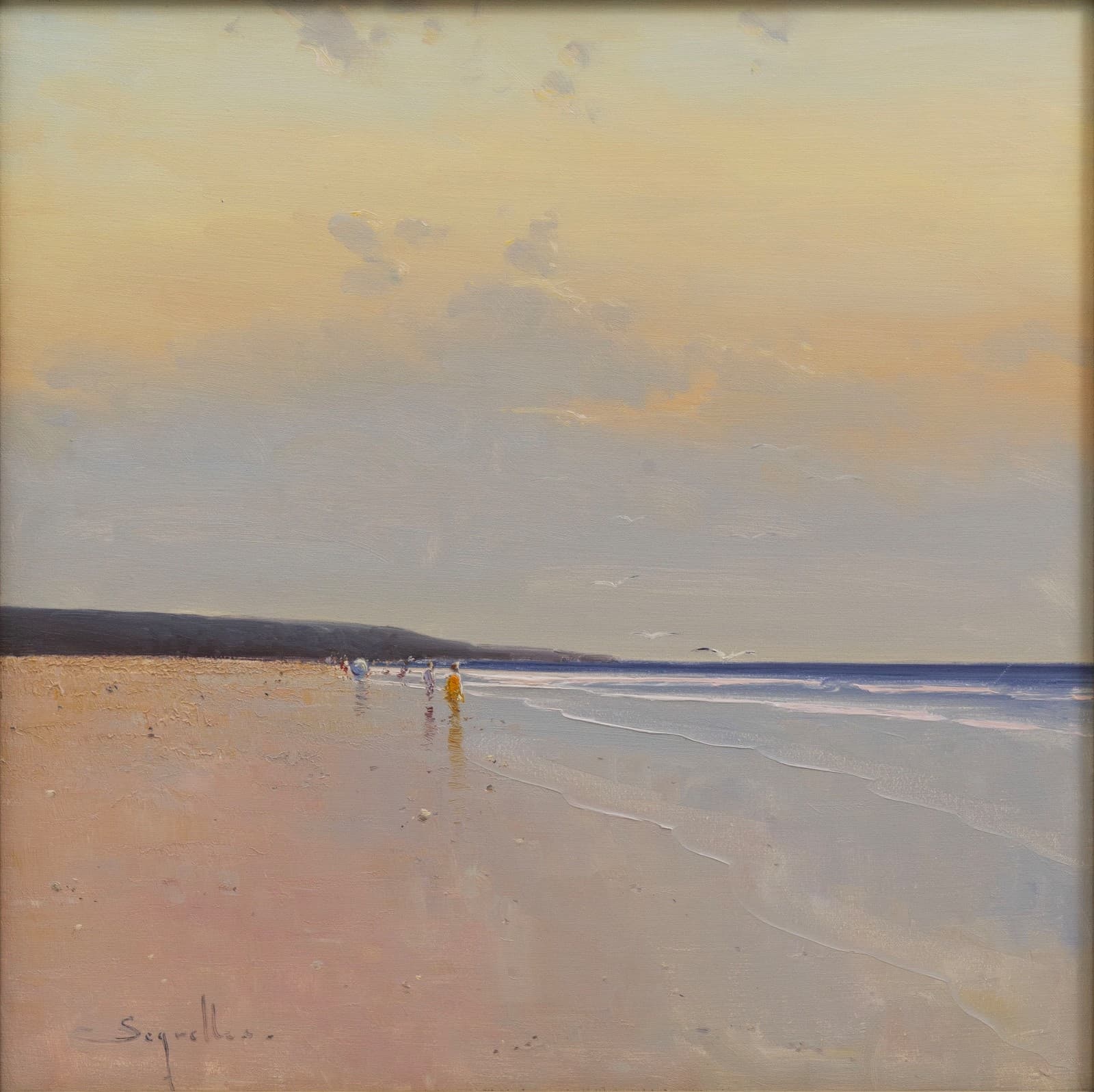 Jorge Segrelles Beach II Signed Oil On Canvas Contemporary Impressionism Framed - Thumbnail 2