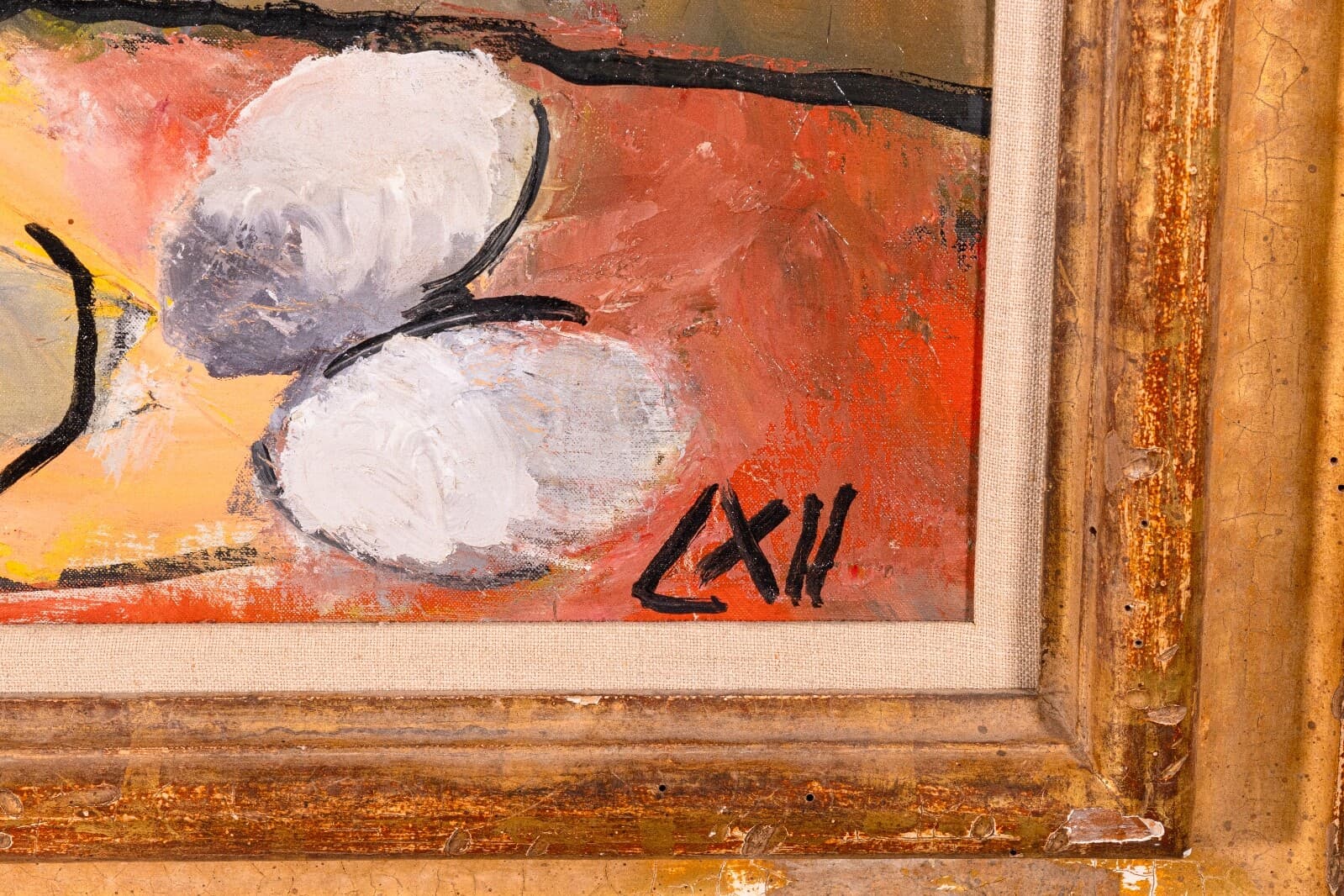 Philip Evergood Orchids in my Studio Signed Modern Expressive Oil Painting - Thumbnail 4