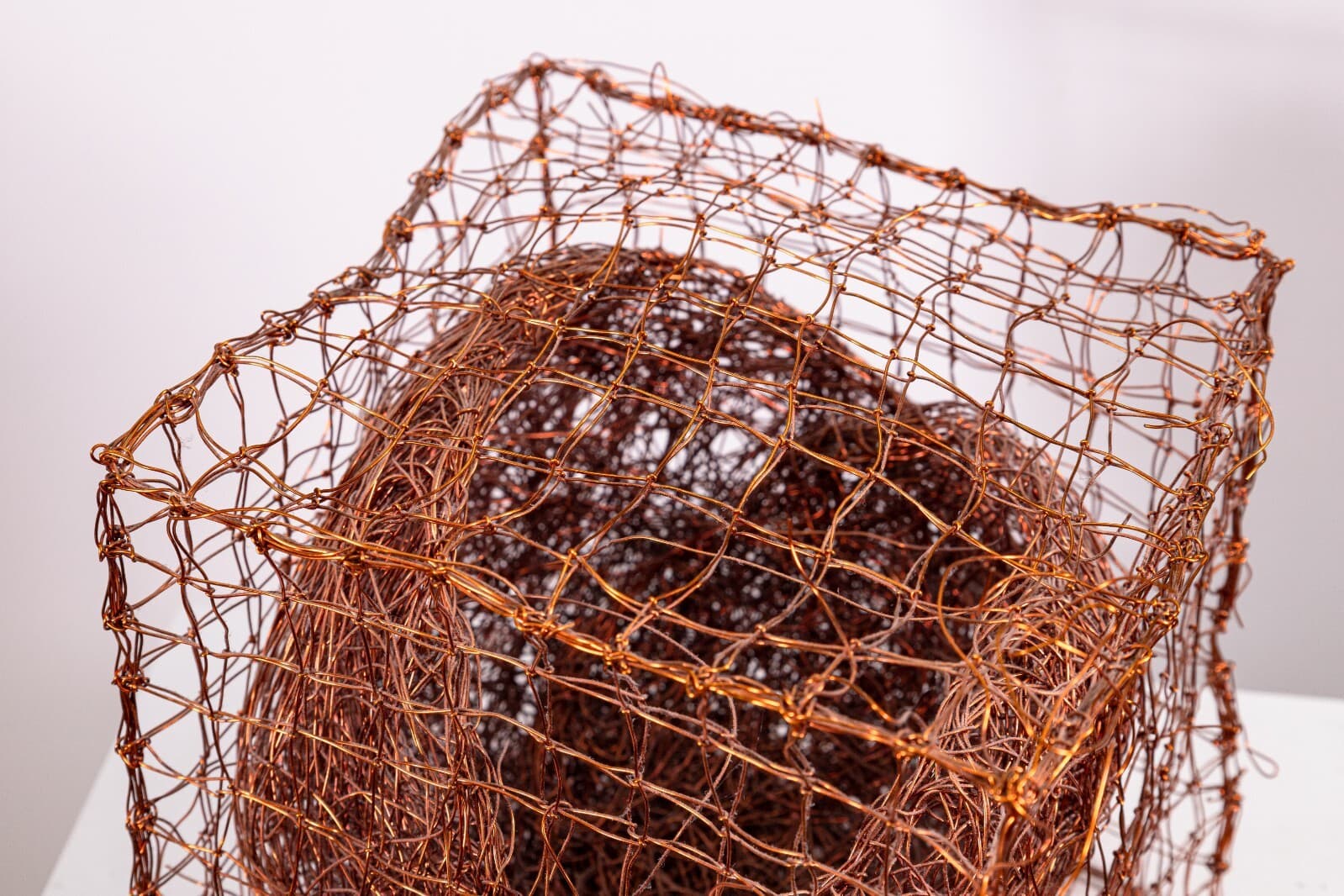 Nancy Koenigsberg Modernist Contemporary Copper Cube and Ball Sculpture 1990s - Thumbnail 2