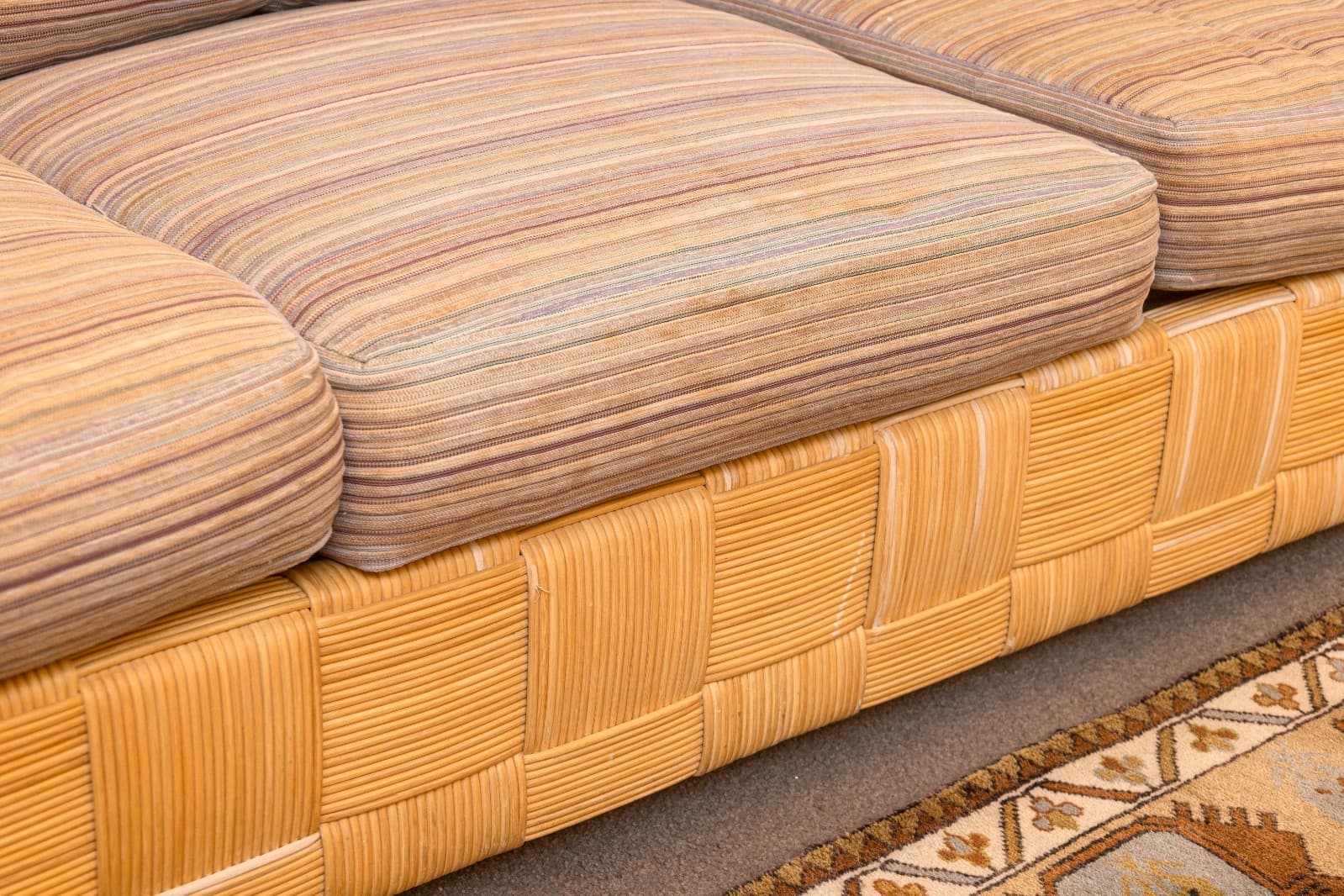 Rare Vintage John Hutton for Donghia Block Island Woven Rattan Sofa - Thumbnail 5