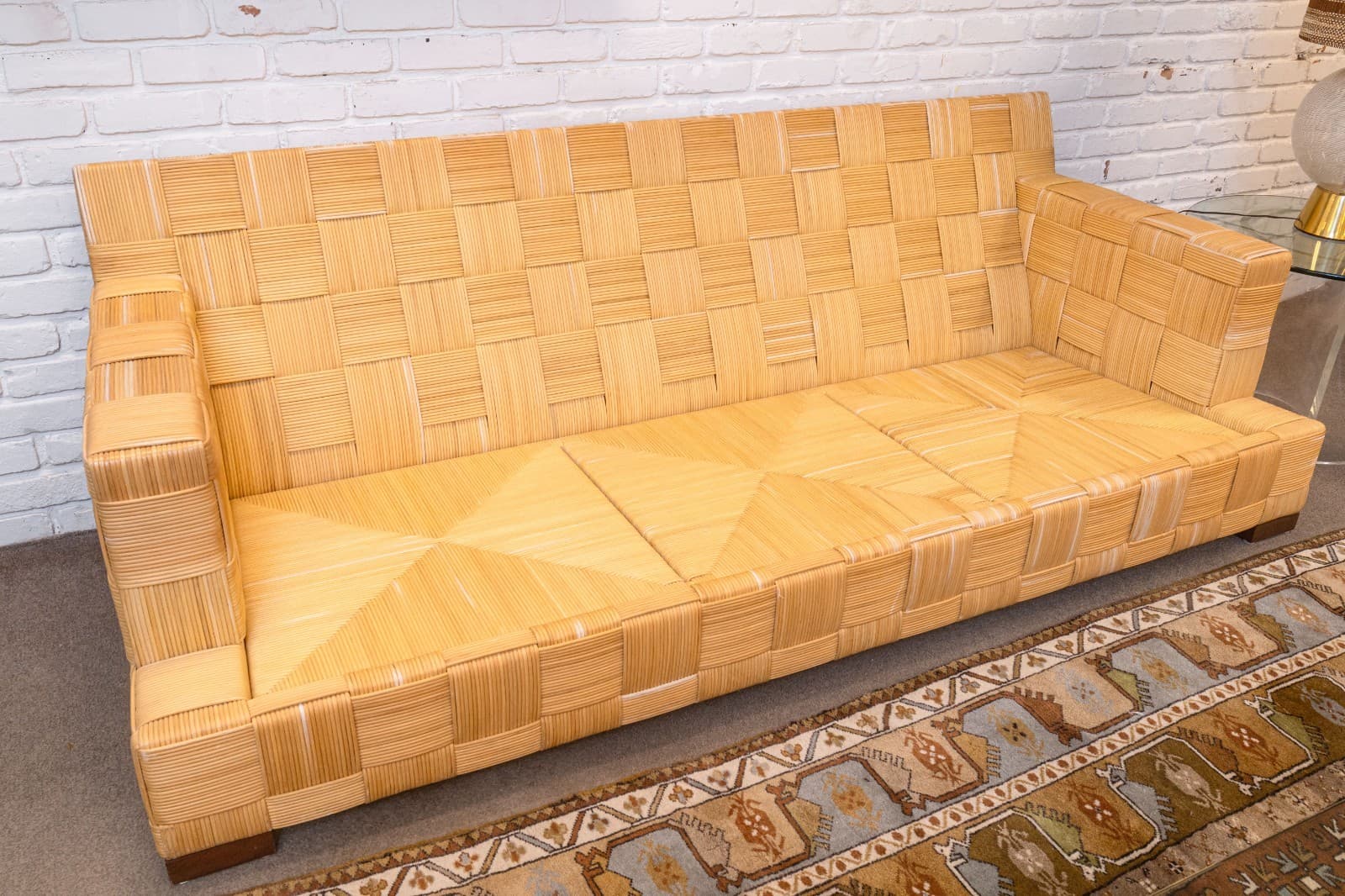 Rare Vintage John Hutton for Donghia Block Island Woven Rattan Sofa - Thumbnail 7