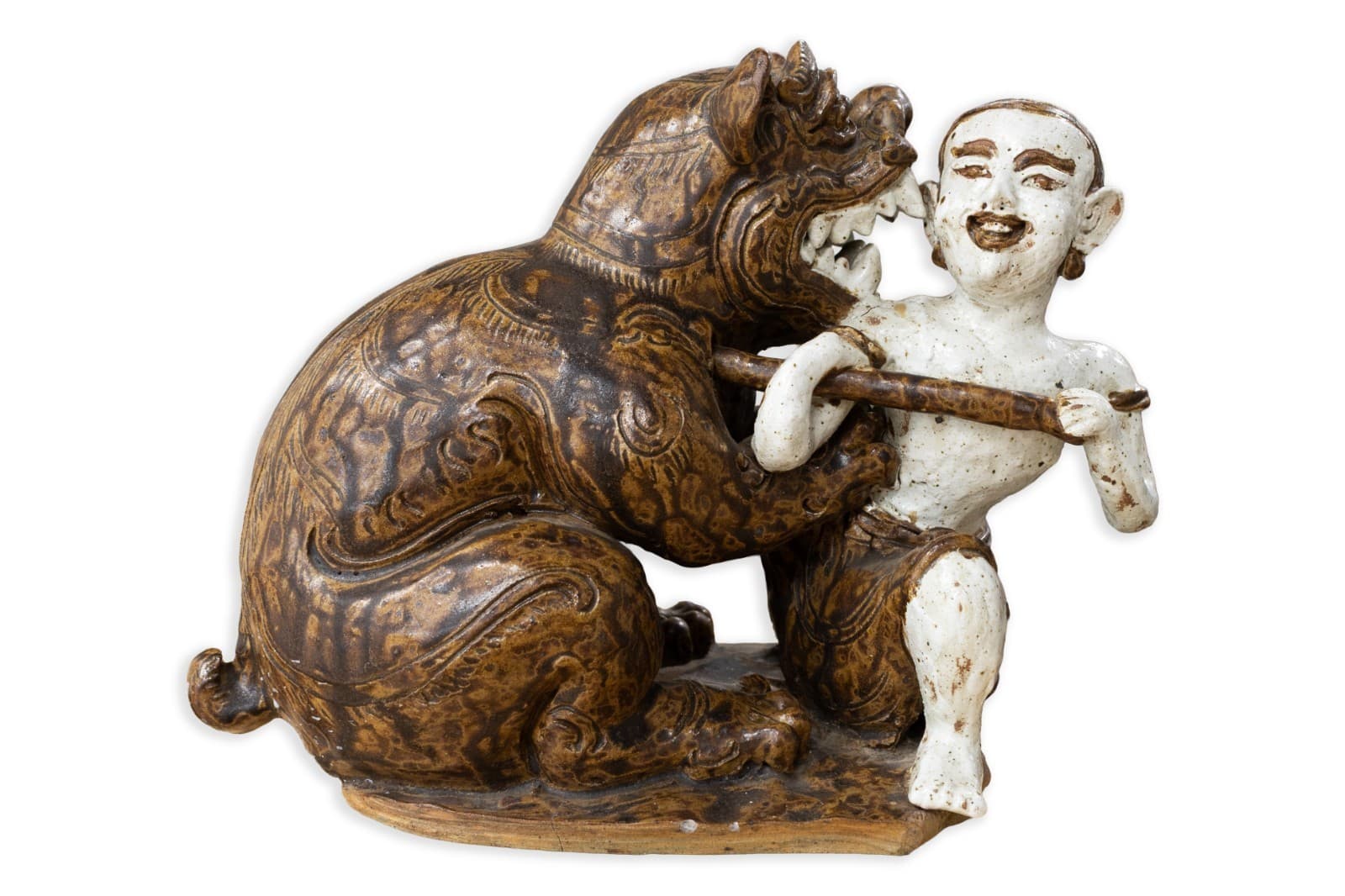 Antique Asian Ceramic - Male Figure with Dragon, c. 20th Century Collectables