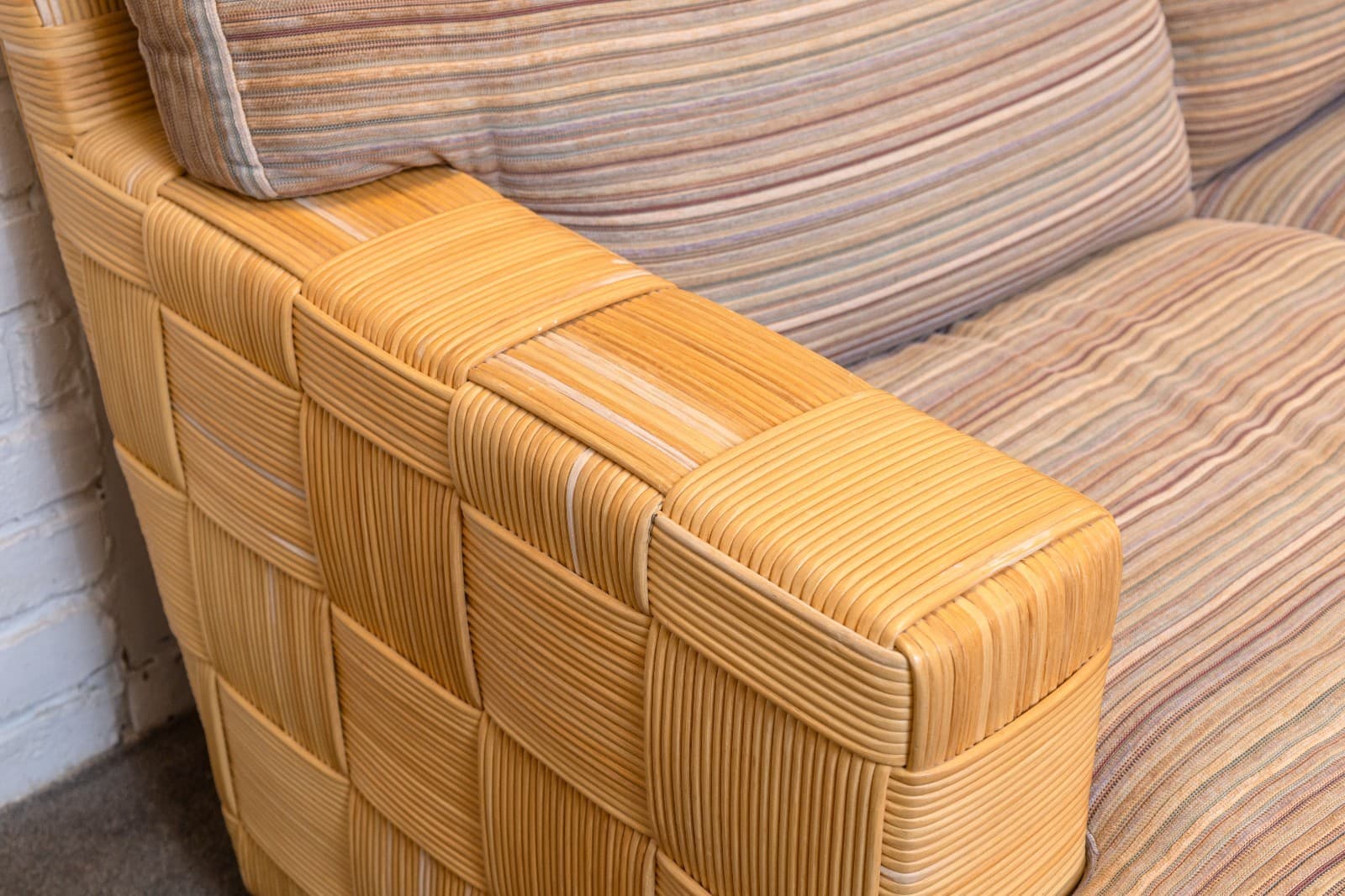 Rare Vintage John Hutton for Donghia Block Island Woven Rattan Sofa - Thumbnail 4