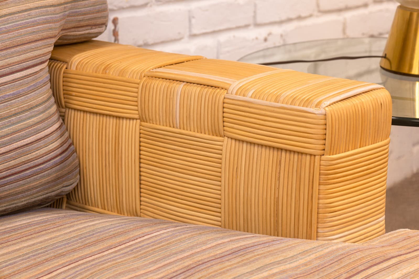 Rare Vintage John Hutton for Donghia Block Island Woven Rattan Sofa - Thumbnail 6