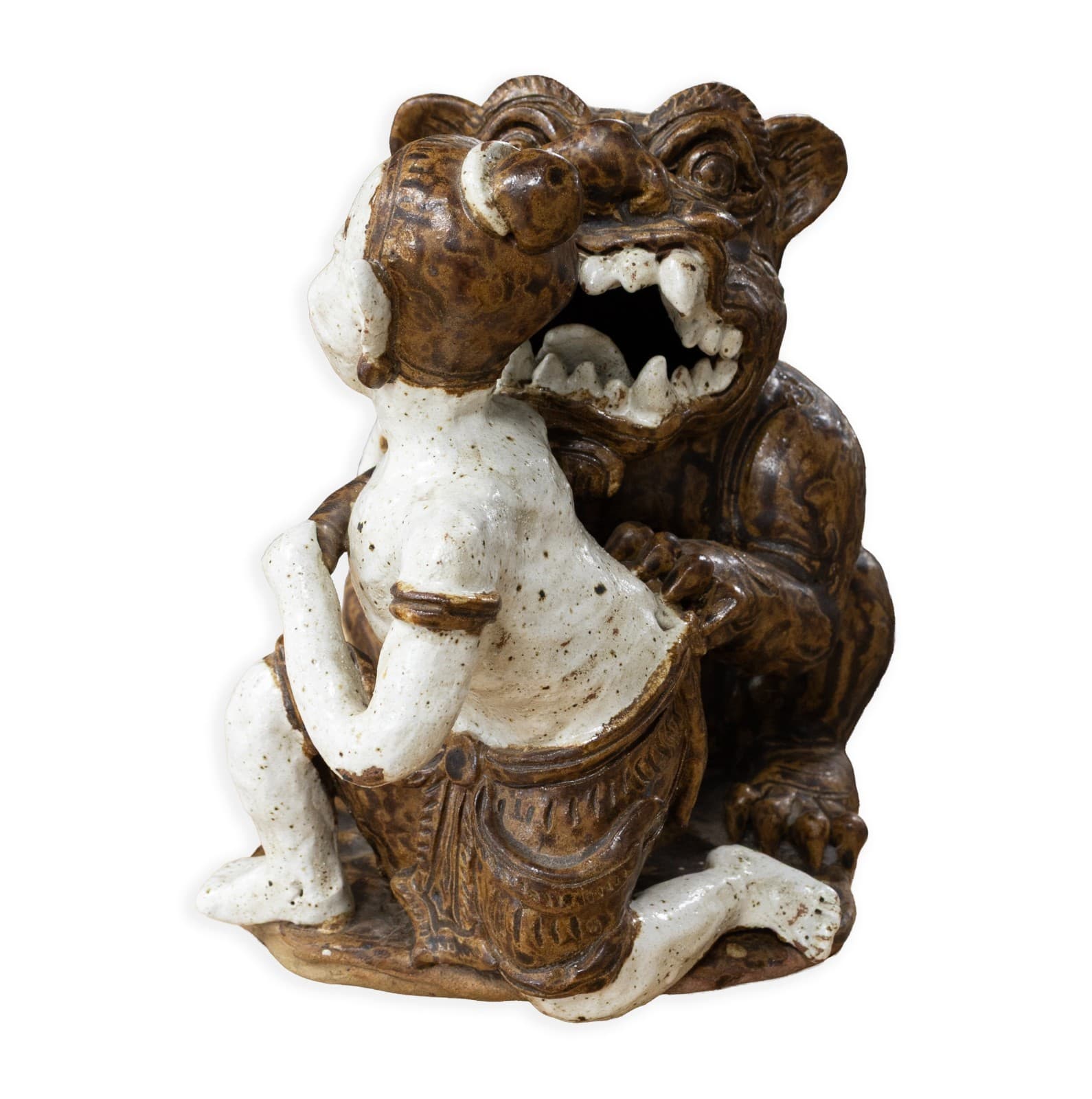 Antique Asian Ceramic - Male Figure with Dragon, c. 20th Century Collectables - Thumbnail 4