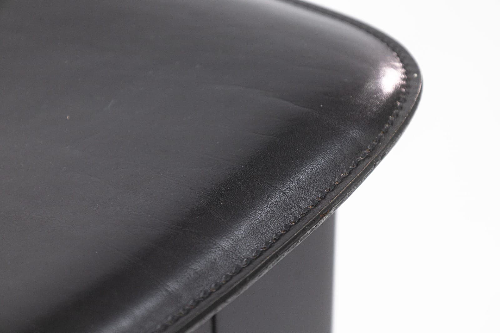 Pierre Cardin Italian Contemporary Modern Black Lacquer and Leather Side Chair - Thumbnail 8