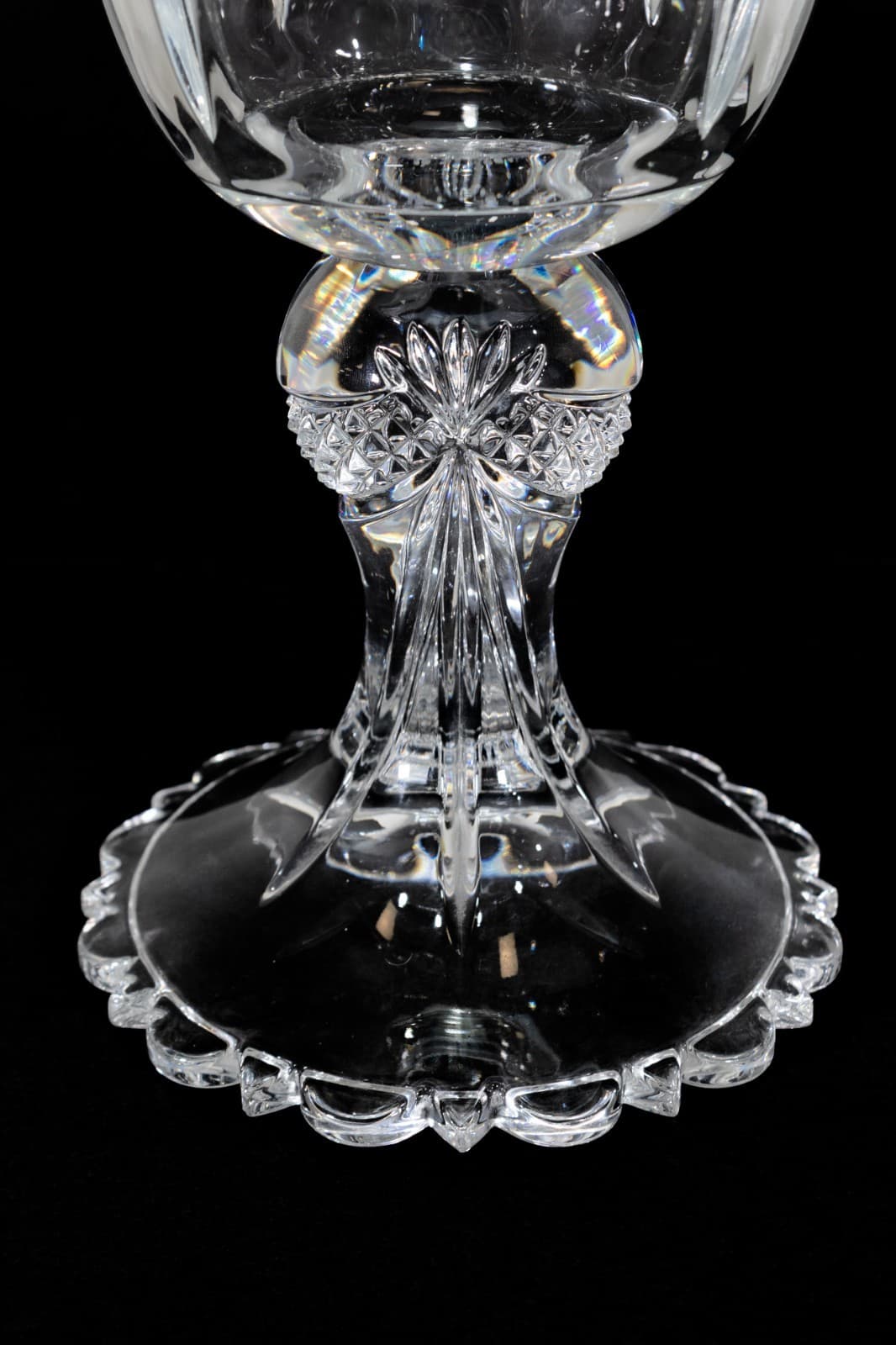 Towle - Fan Cut Crystal Glass Vase with Tapered Stem, c. 1970s - Thumbnail 2