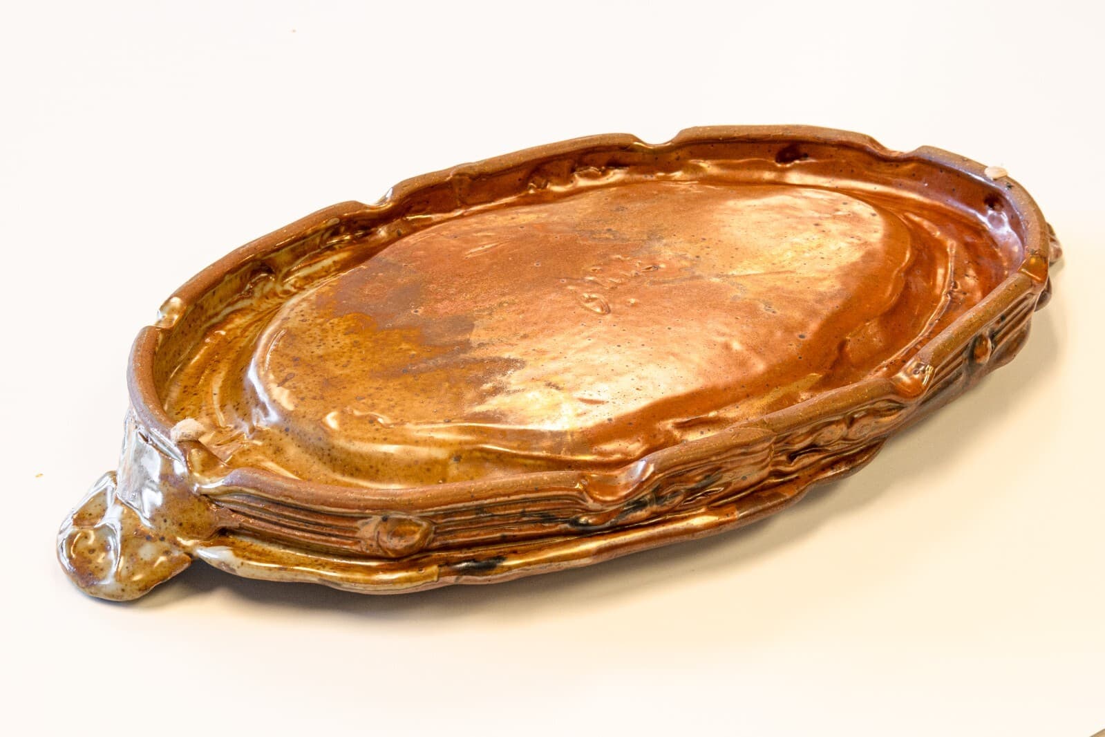 John Glick Signed Platter III Modernist Stoneware Glazed Ceramic Plum Tree Potte - Thumbnail 2