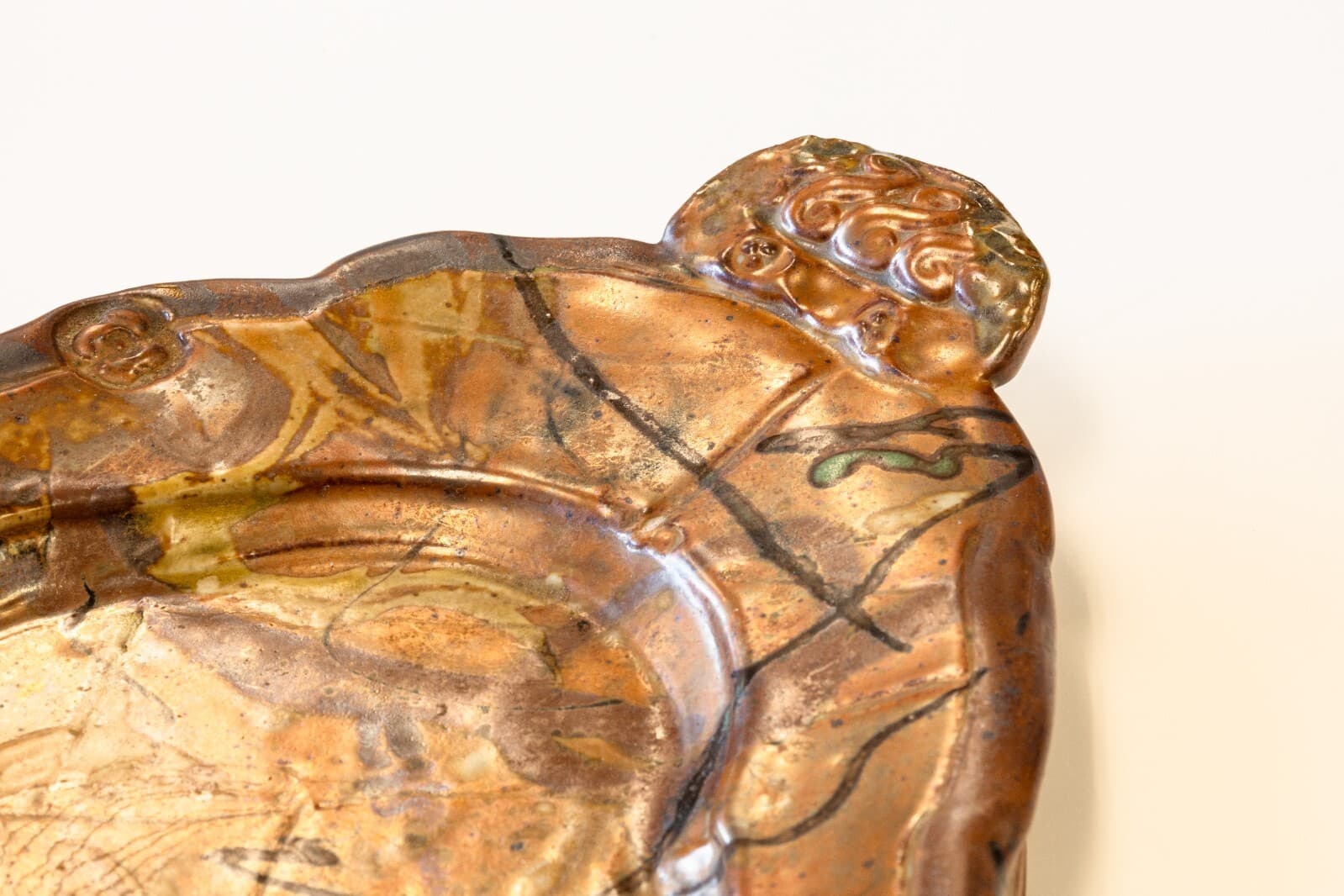 John Glick Signed Platter III Modernist Stoneware Glazed Ceramic Plum Tree Potte - Thumbnail 3