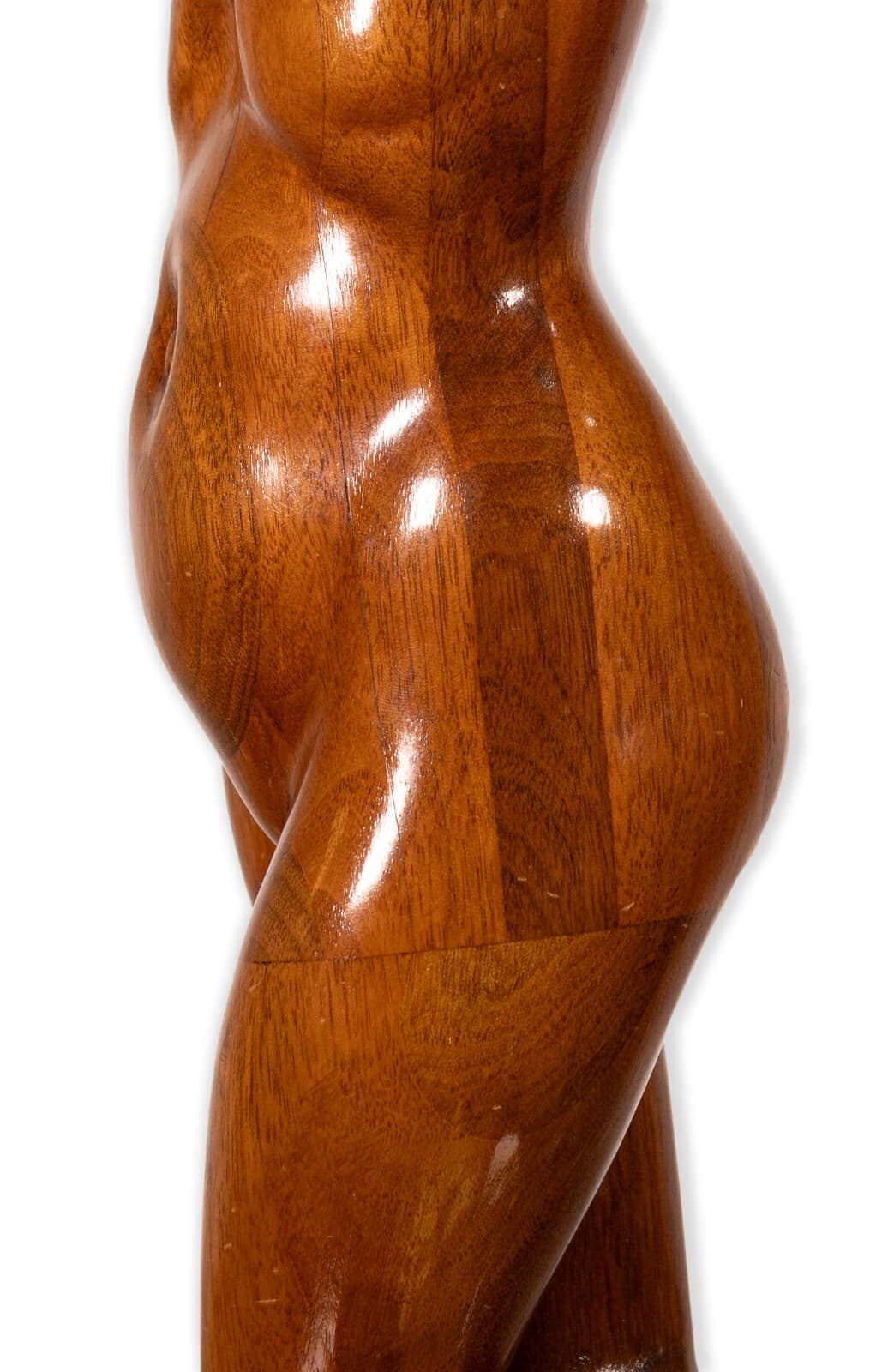 Mid Century Modern Carved Wood Female Figure Bust Sculpture on Black Base - Thumbnail 6