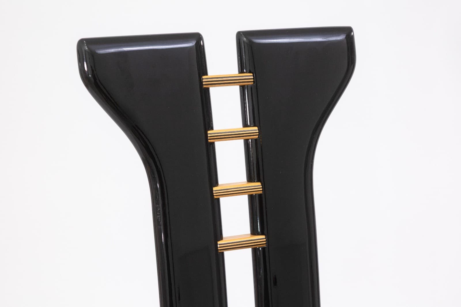 Pierre Cardin Italian Contemporary Modern Black Lacquer and Leather Side Chair - Thumbnail 5