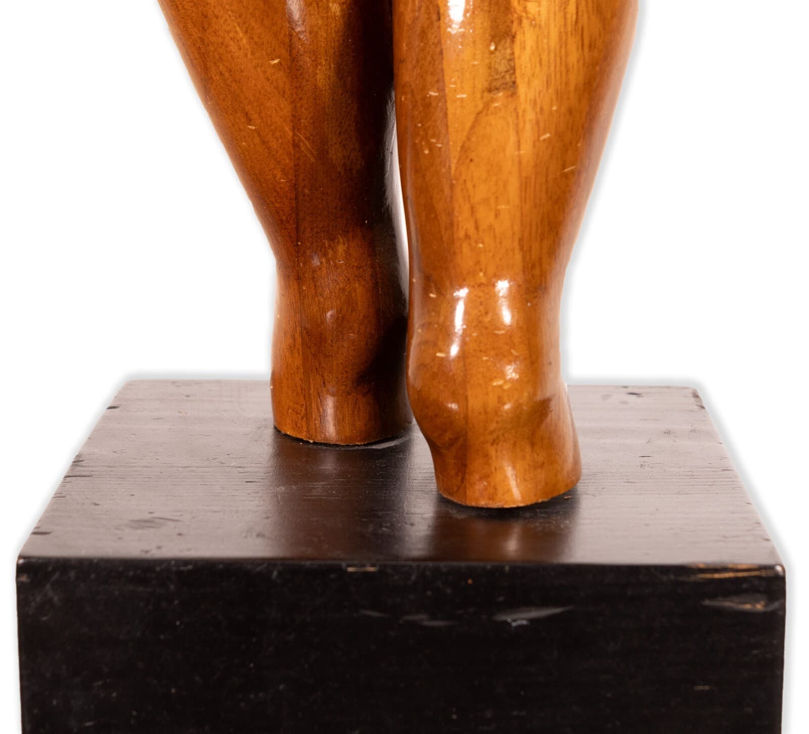 Mid Century Modern Carved Wood Female Figure Bust Sculpture on Black Base - Thumbnail 7