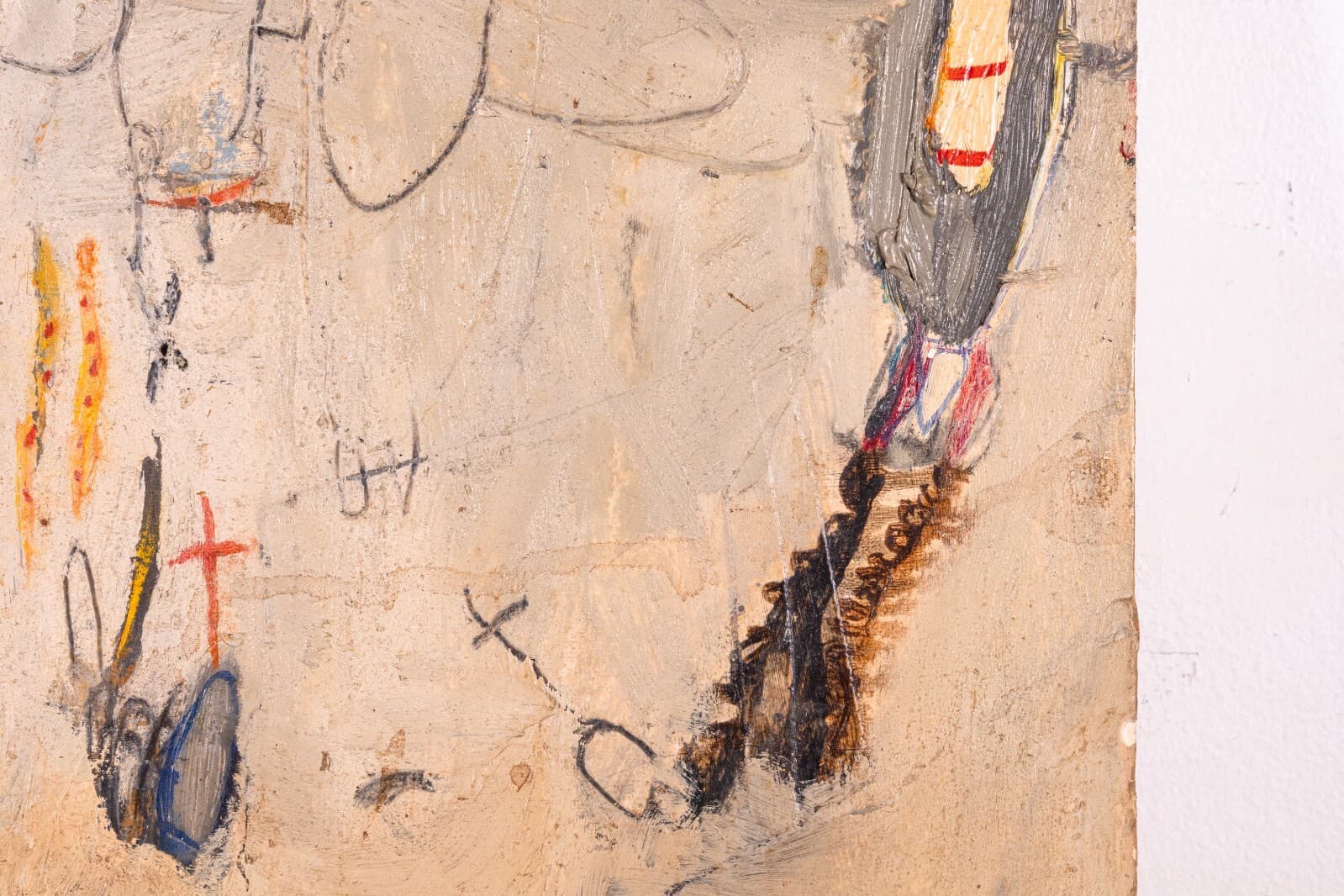Brenda Goodman War Series Postmodern Abstract Oil Painting on Board 1971 Vintage - Thumbnail 4