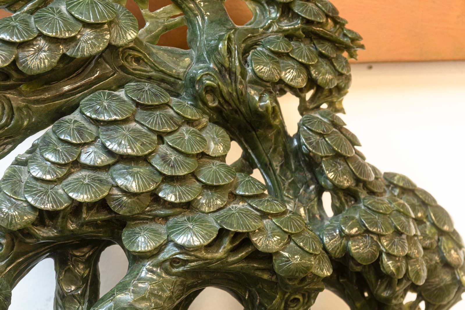 Chinese Carved Jade Sculpture with Shou Lao, Deer, and Dragon Base 36” - Thumbnail 4