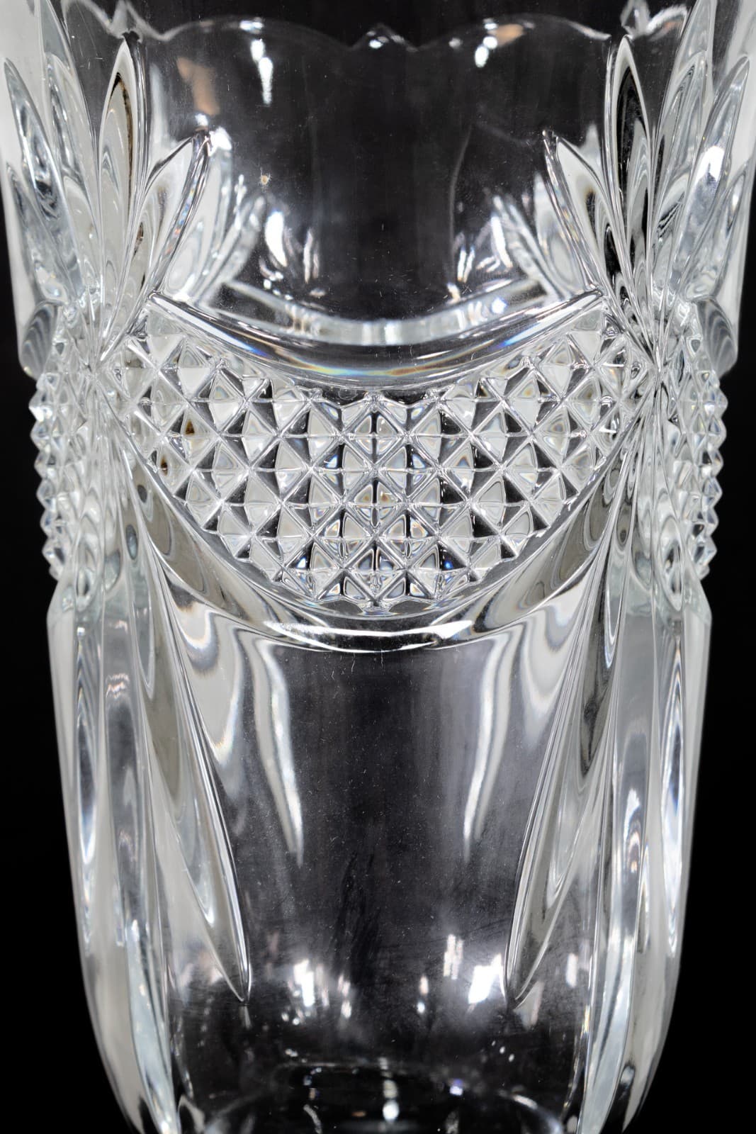 Towle - Fan Cut Crystal Glass Vase with Tapered Stem, c. 1970s - Thumbnail 3