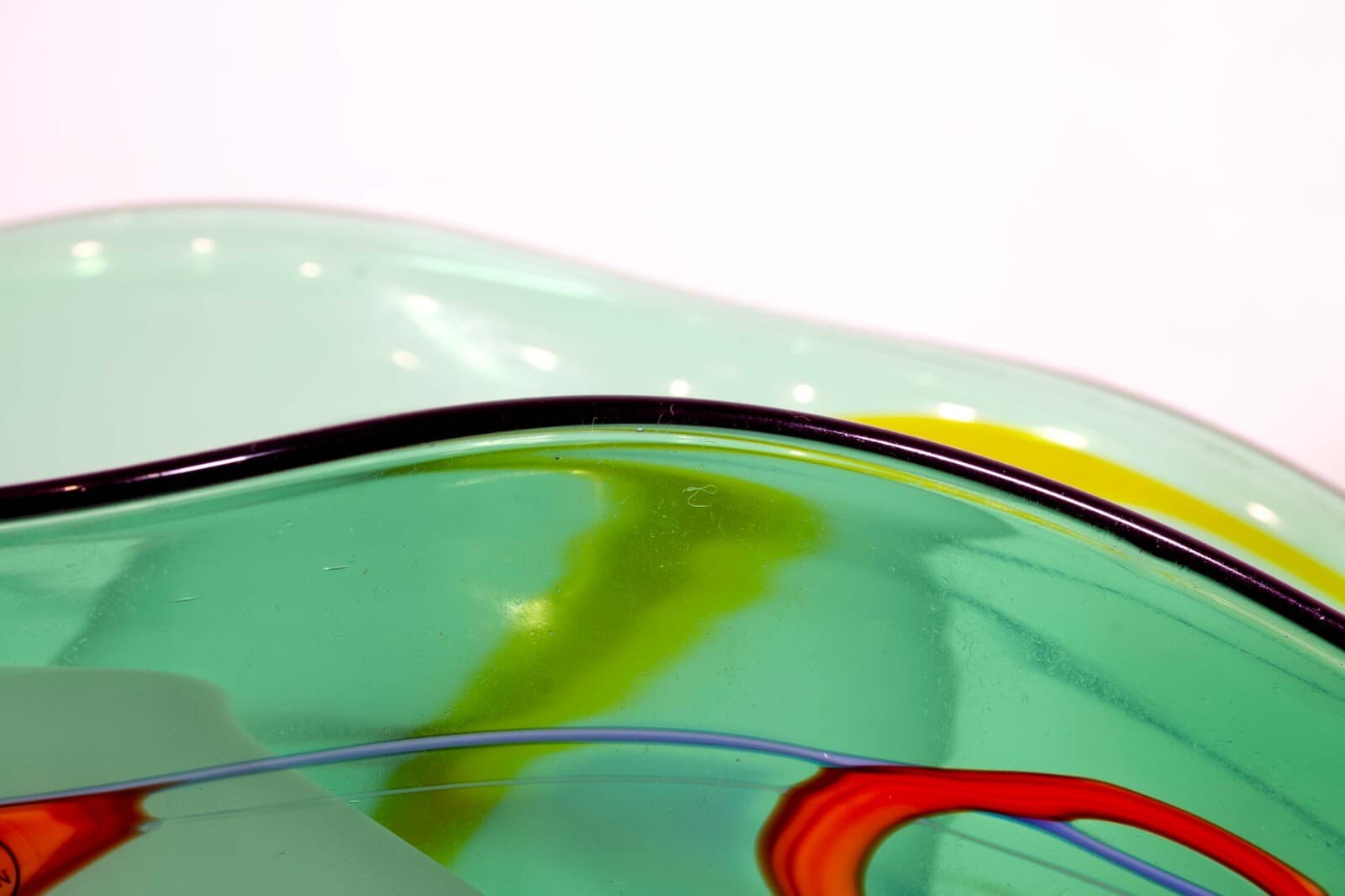 VIZ Art Glass Collections Contemporary Murino Blown Glass Green Fan Design 2000 - Thumbnail 9