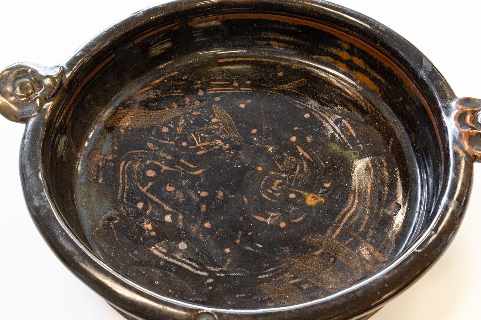 John Glick Signed Platter V Modernist Stoneware Glazed Ceramic Plum Tree Pottery - Thumbnail 4