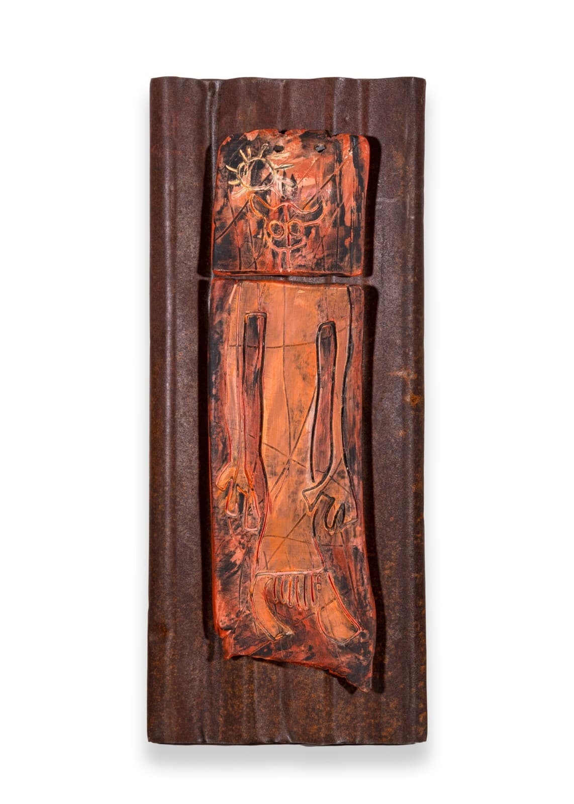 Suzanne Wallace Mears Mixed Media Ceramic and Metal Wall Sculpture