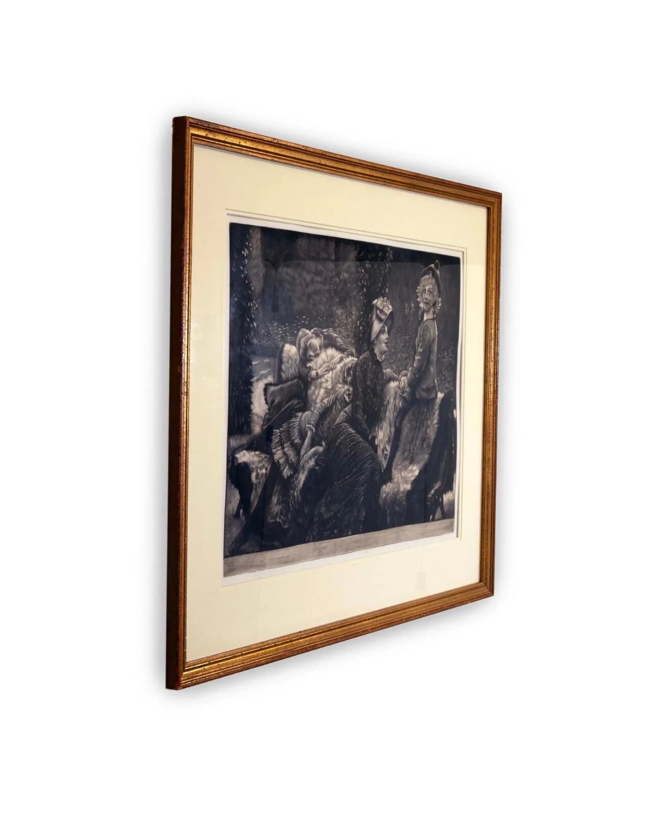 James Tissot Le Banc de Jardin Mezzotint Etching on Paper Beraldi 66 Edition - Thumbnail 3
